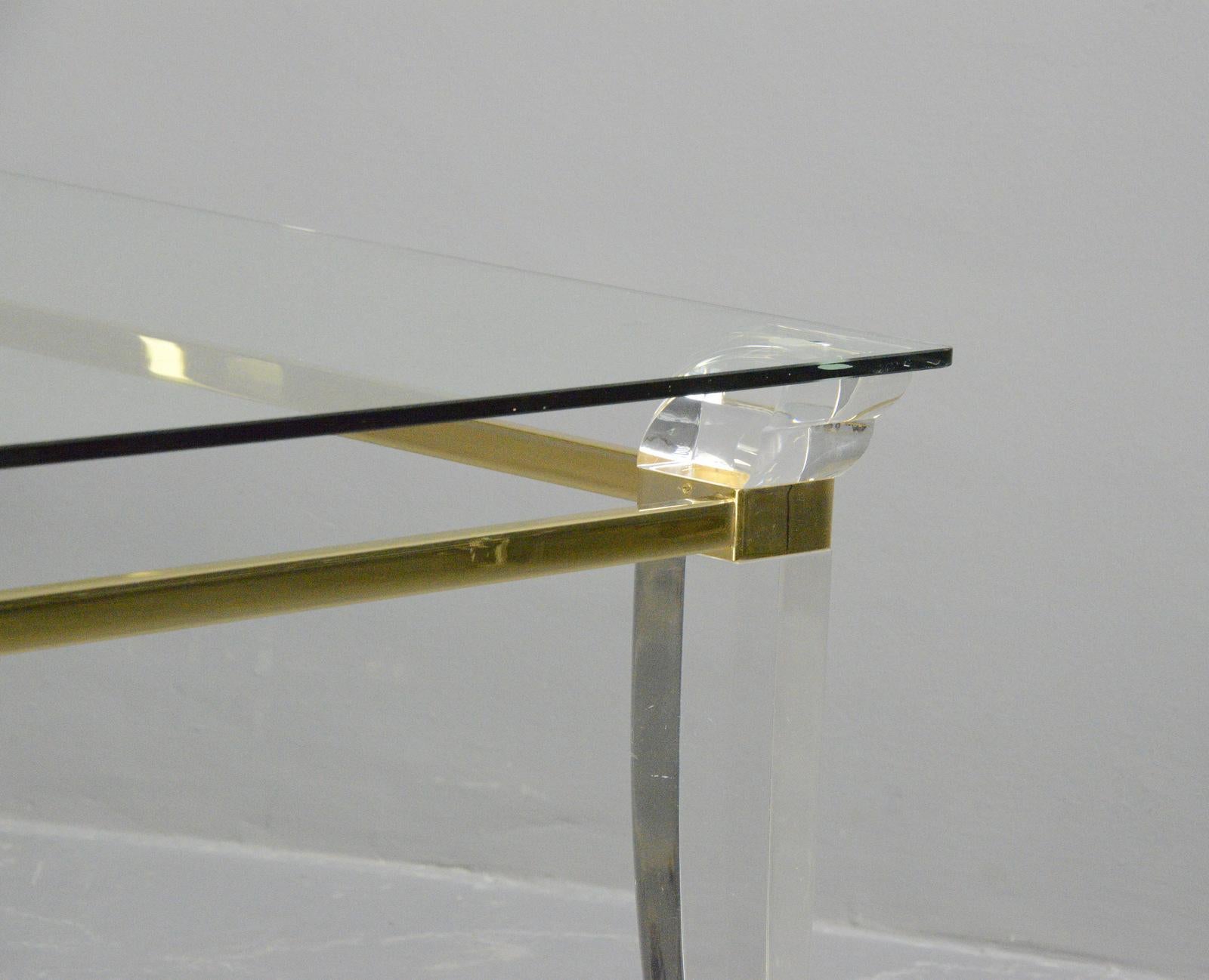Late 20th Century Brass & Lucite Coffee Table, Circa 1970s