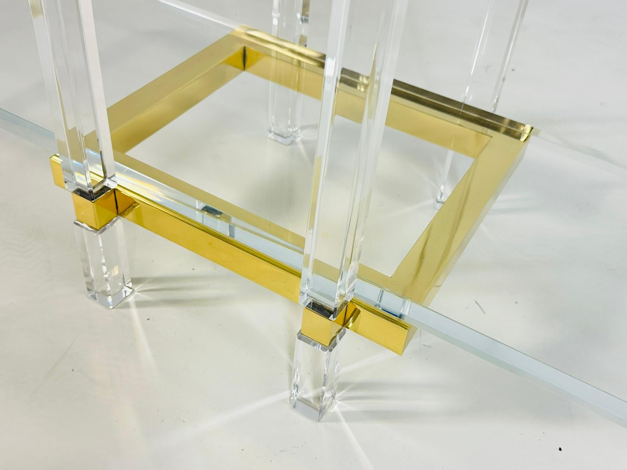 Brass & Lucite Console Table by Charles Hollis Jones, Metric Collection, Signed. For Sale 7