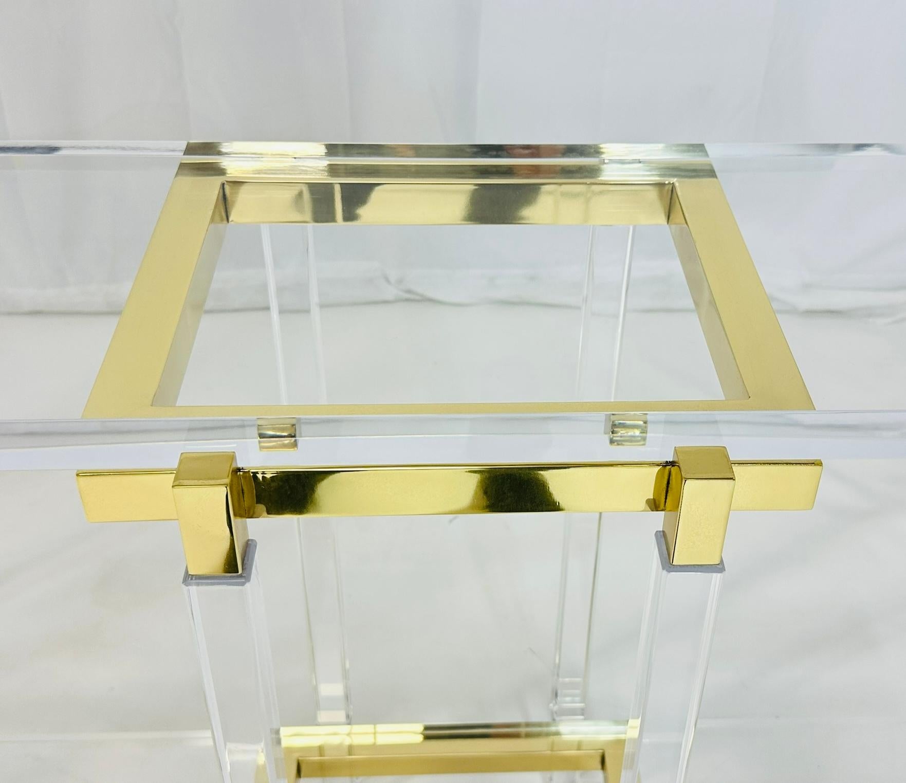 Brass & Lucite Console Table by Charles Hollis Jones, Metric Collection, Signed. For Sale 8