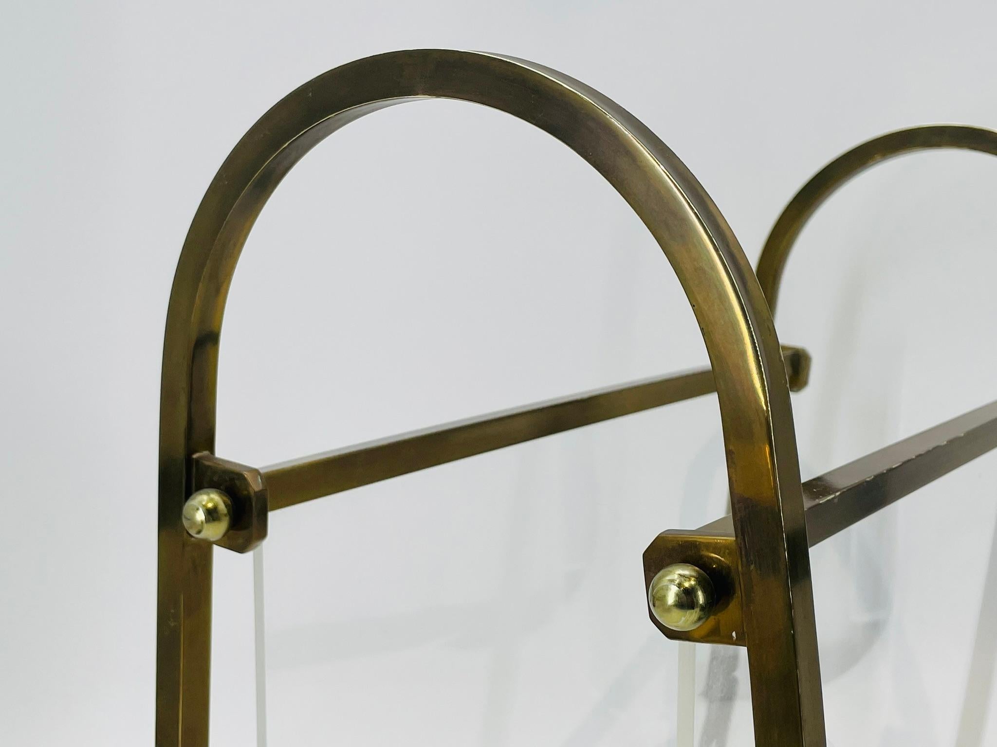 Brass & Lucite Magazine Holder by Charles Hollis Jones, USA 1960's Signed For Sale 4