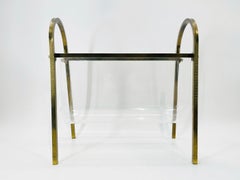 Brass & Lucite Magazine Holder by Charles Hollis Jones, USA 1960's Signed