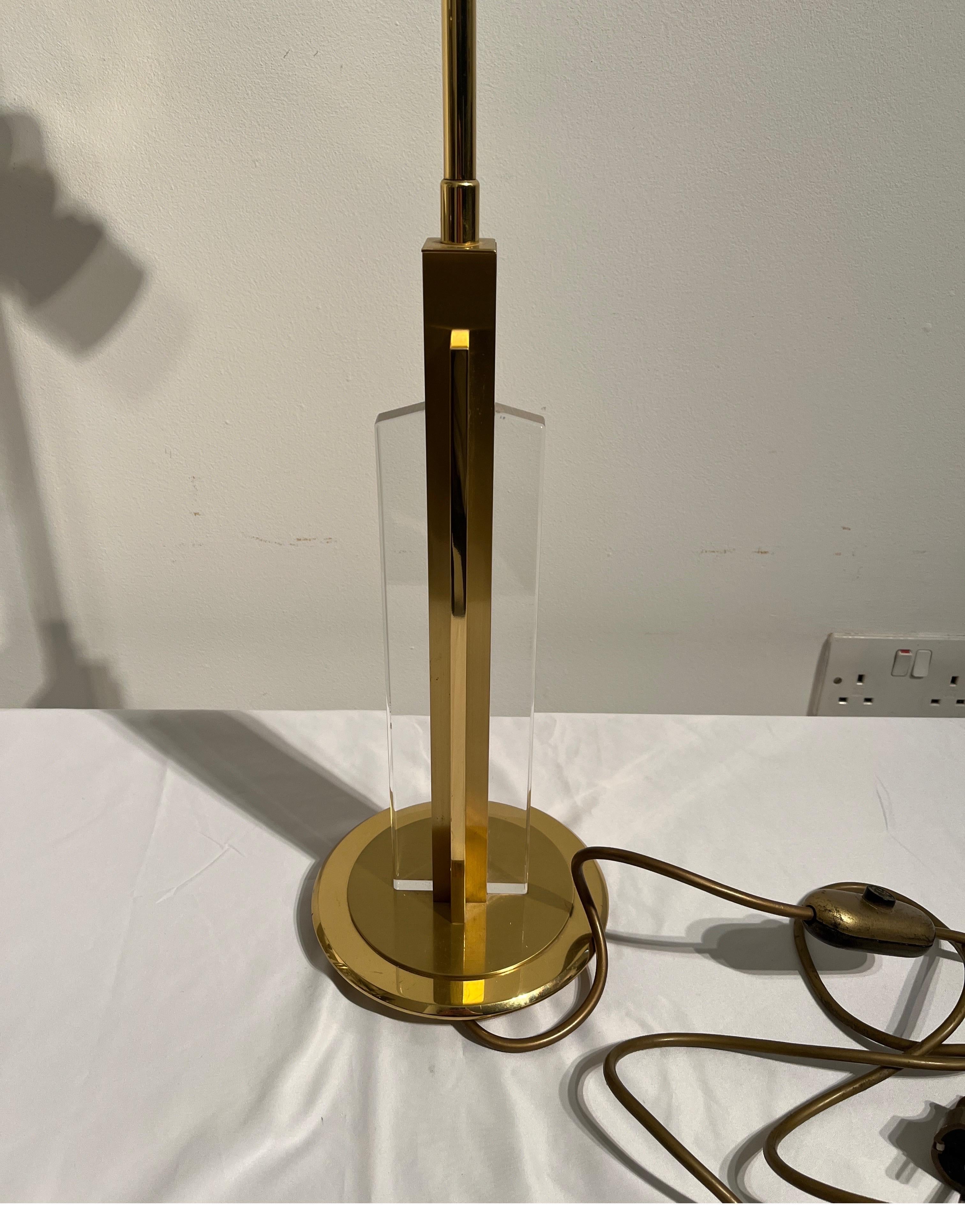 Brass Lucite Skyscrapper Table Lamp - Deknudt  4
