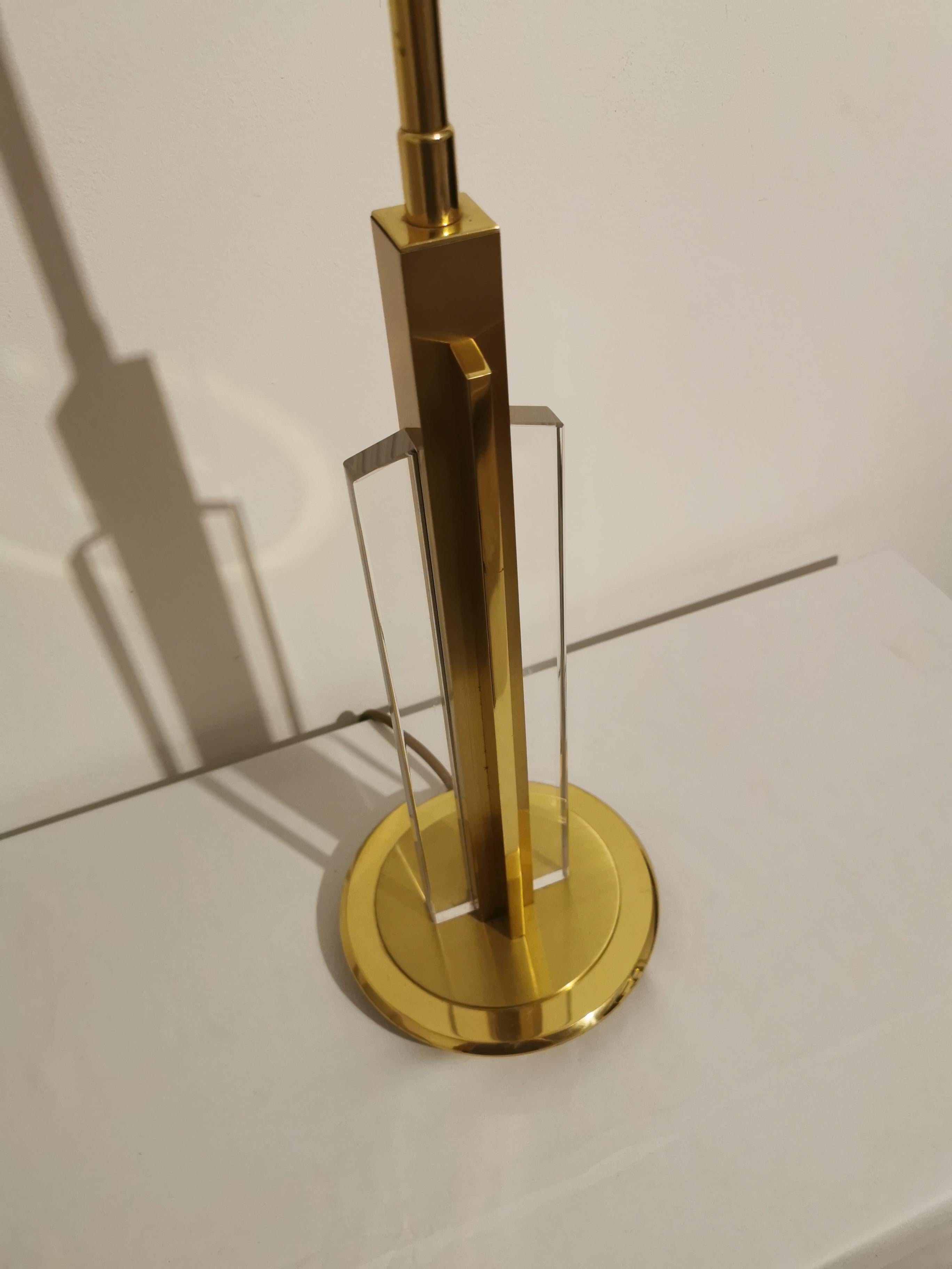 Belgian Brass Lucite Skyscrapper Table Lamp - Deknudt 