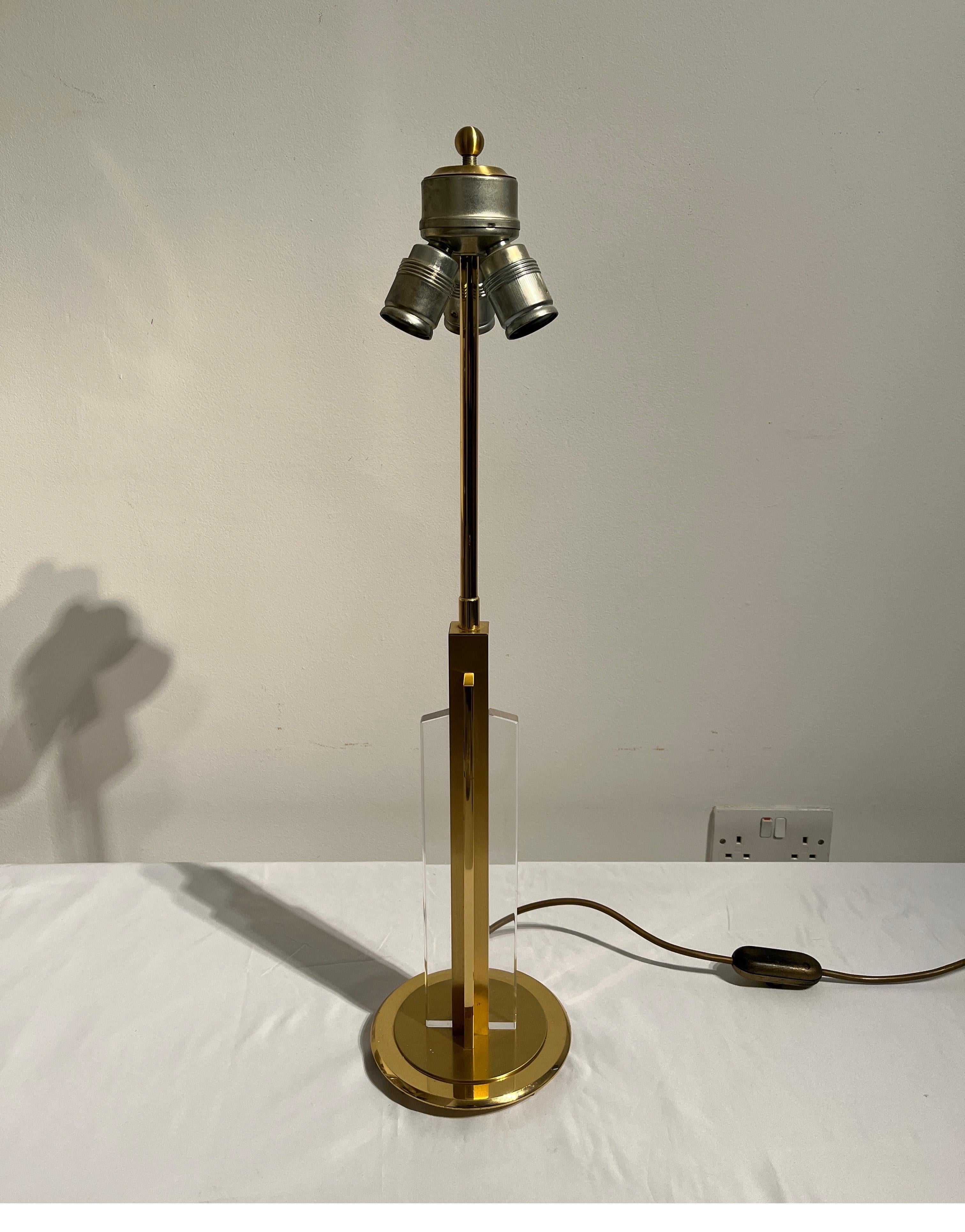 Late 20th Century Brass Lucite Skyscrapper Table Lamp - Deknudt 