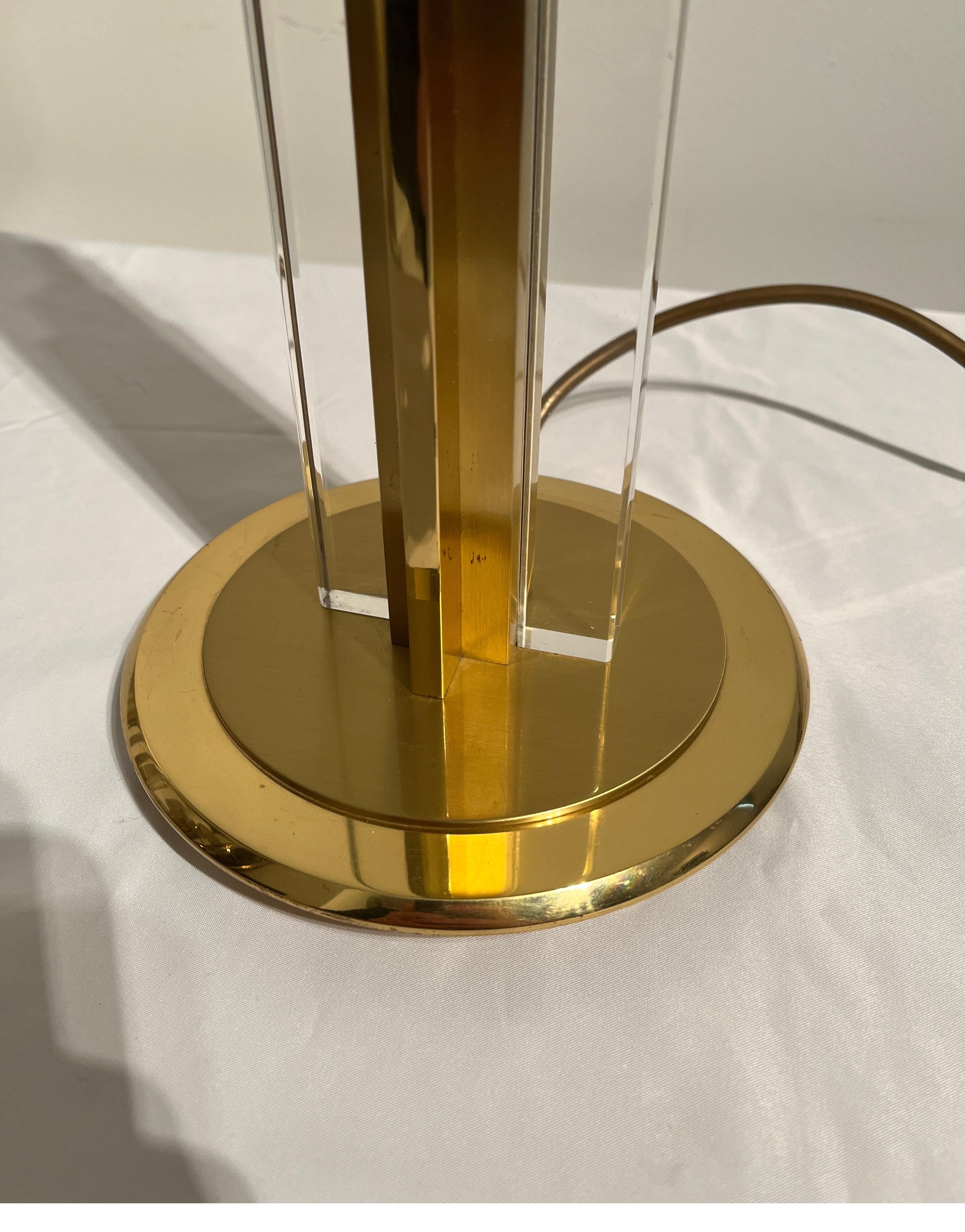 Brass Lucite Skyscrapper Table Lamp - Deknudt  2