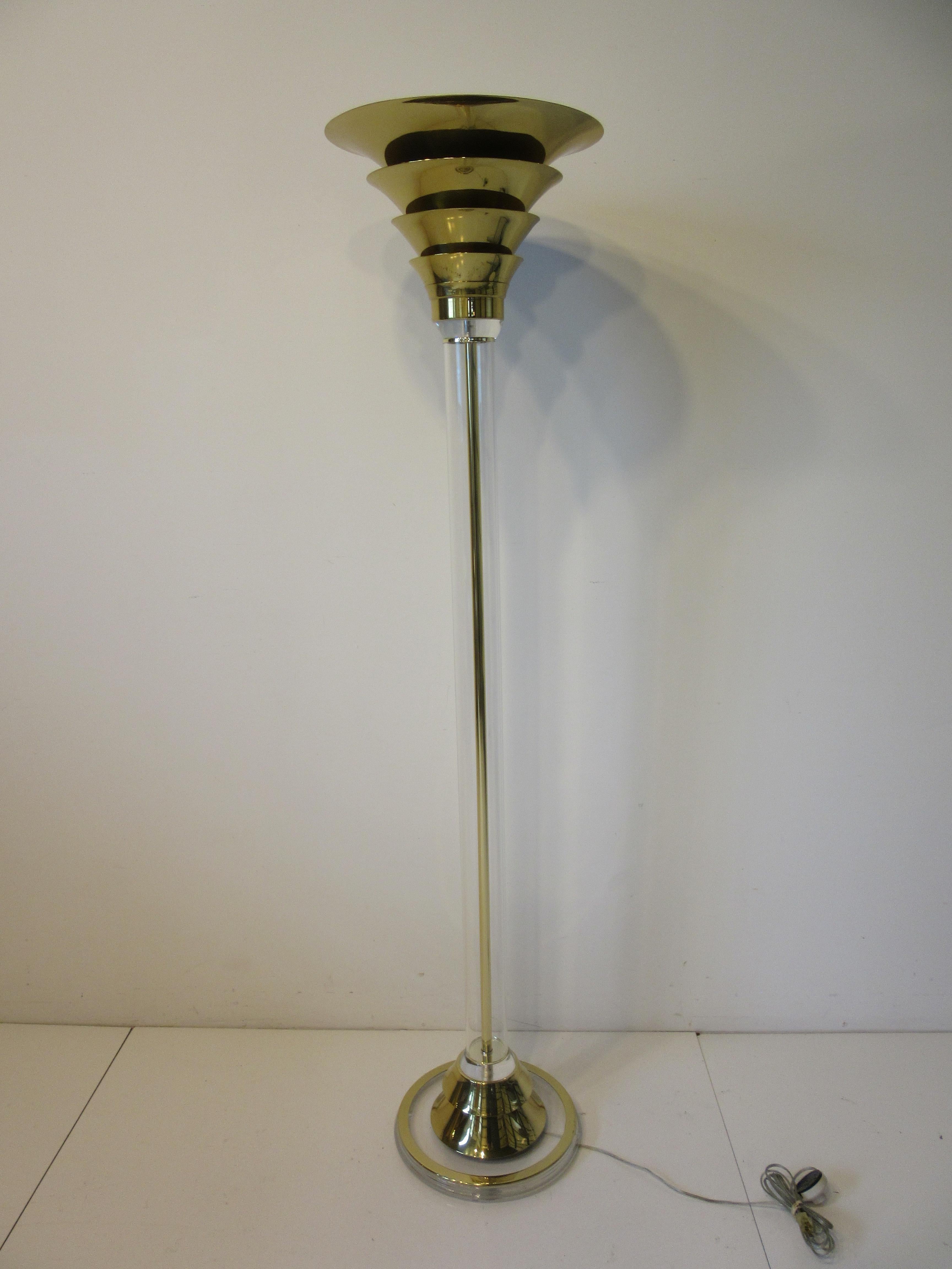 Brass / Lucite Touché Floor Lamp in the Style of Karl Springer 5