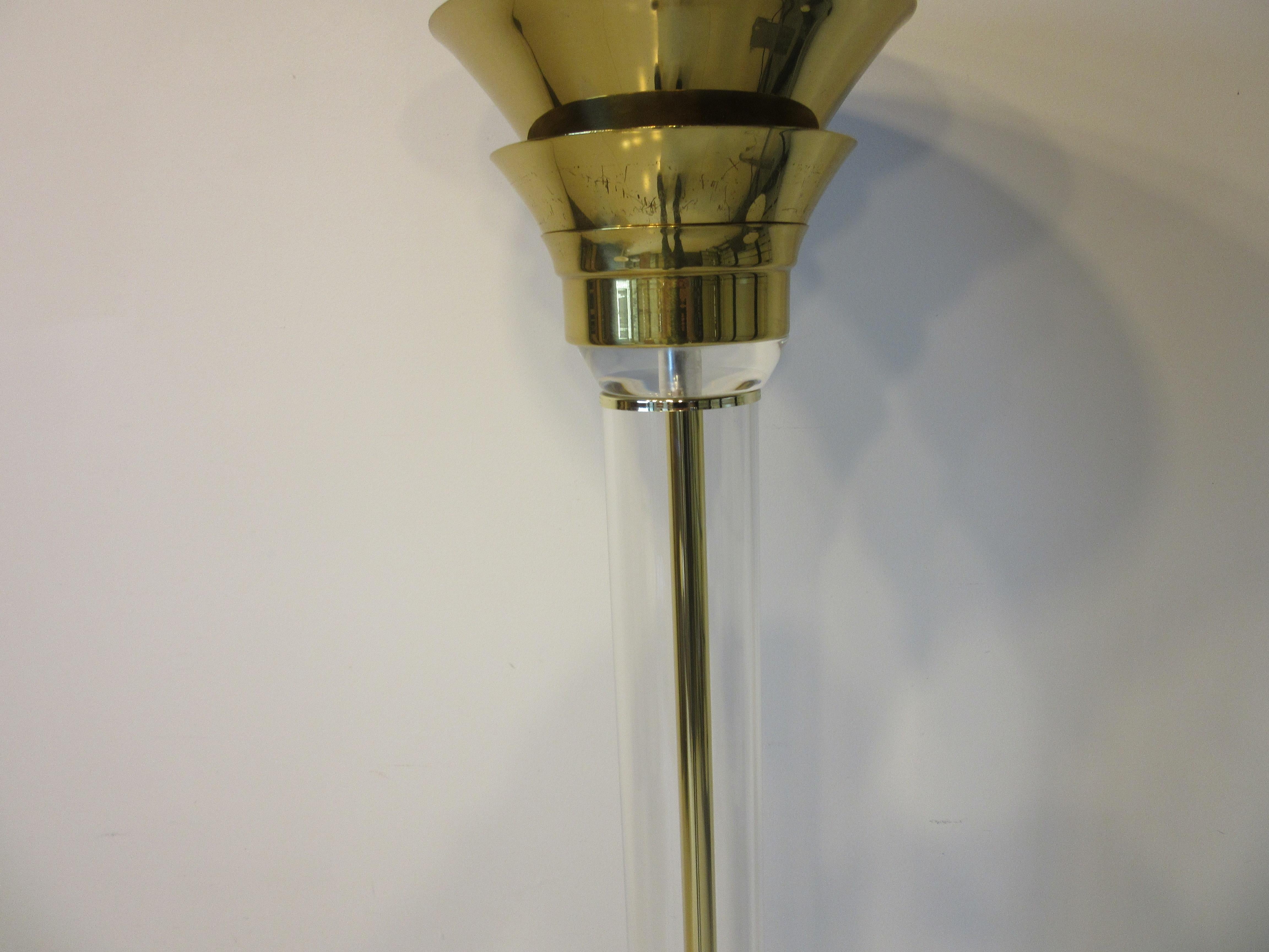 Modern Brass / Lucite Touché Floor Lamp in the Style of Karl Springer