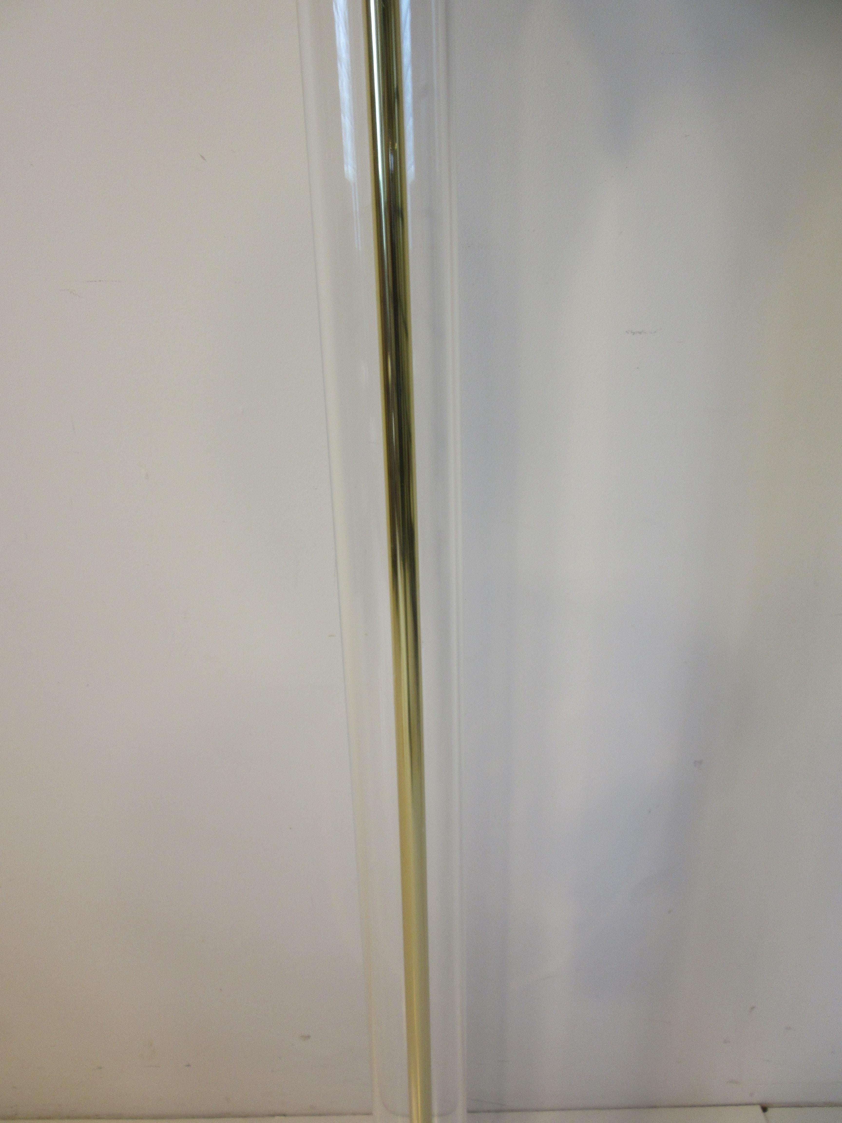 American Brass / Lucite Touché Floor Lamp in the Style of Karl Springer