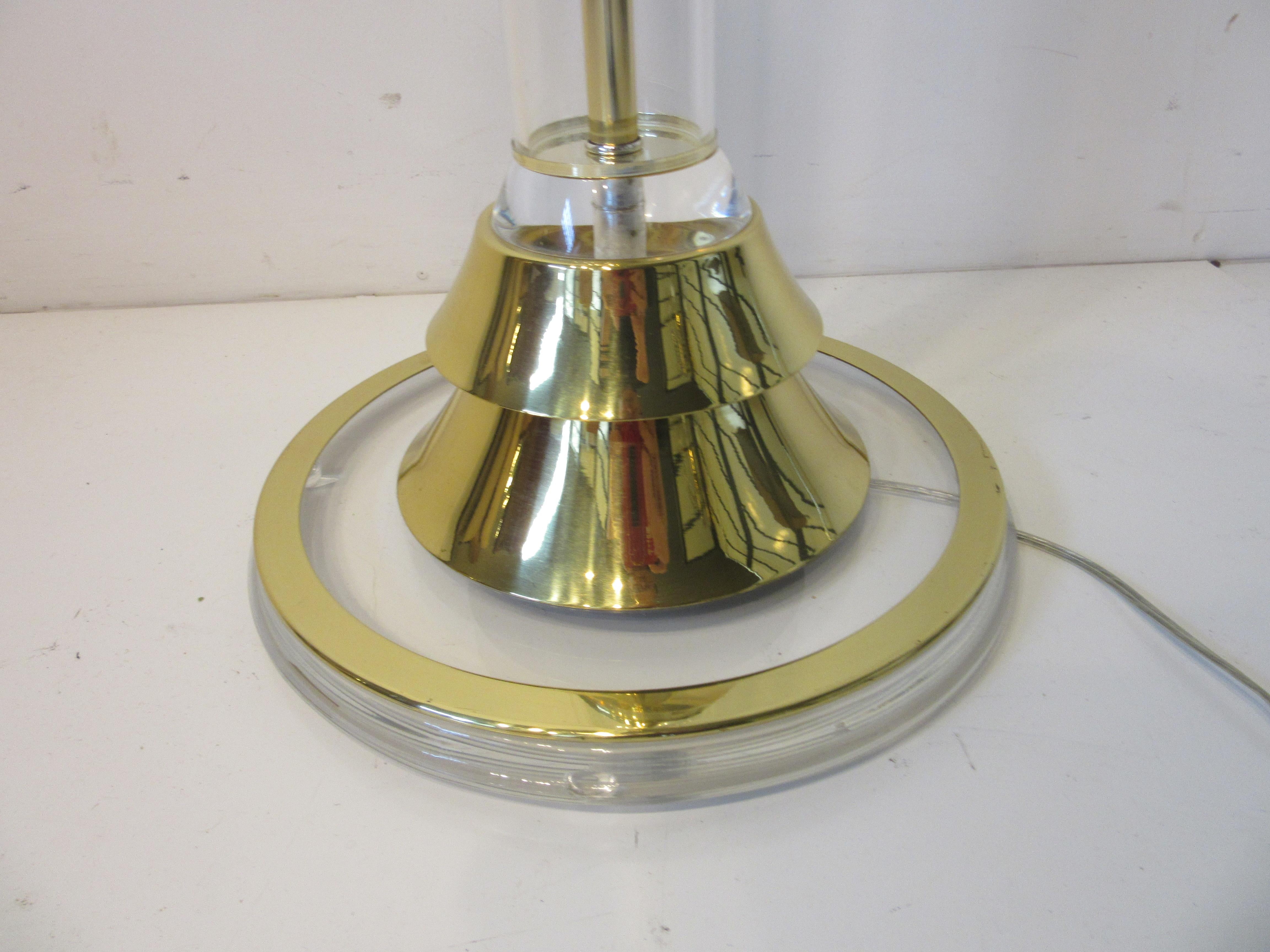 Brass / Lucite Touché Floor Lamp in the Style of Karl Springer In Good Condition In Cincinnati, OH