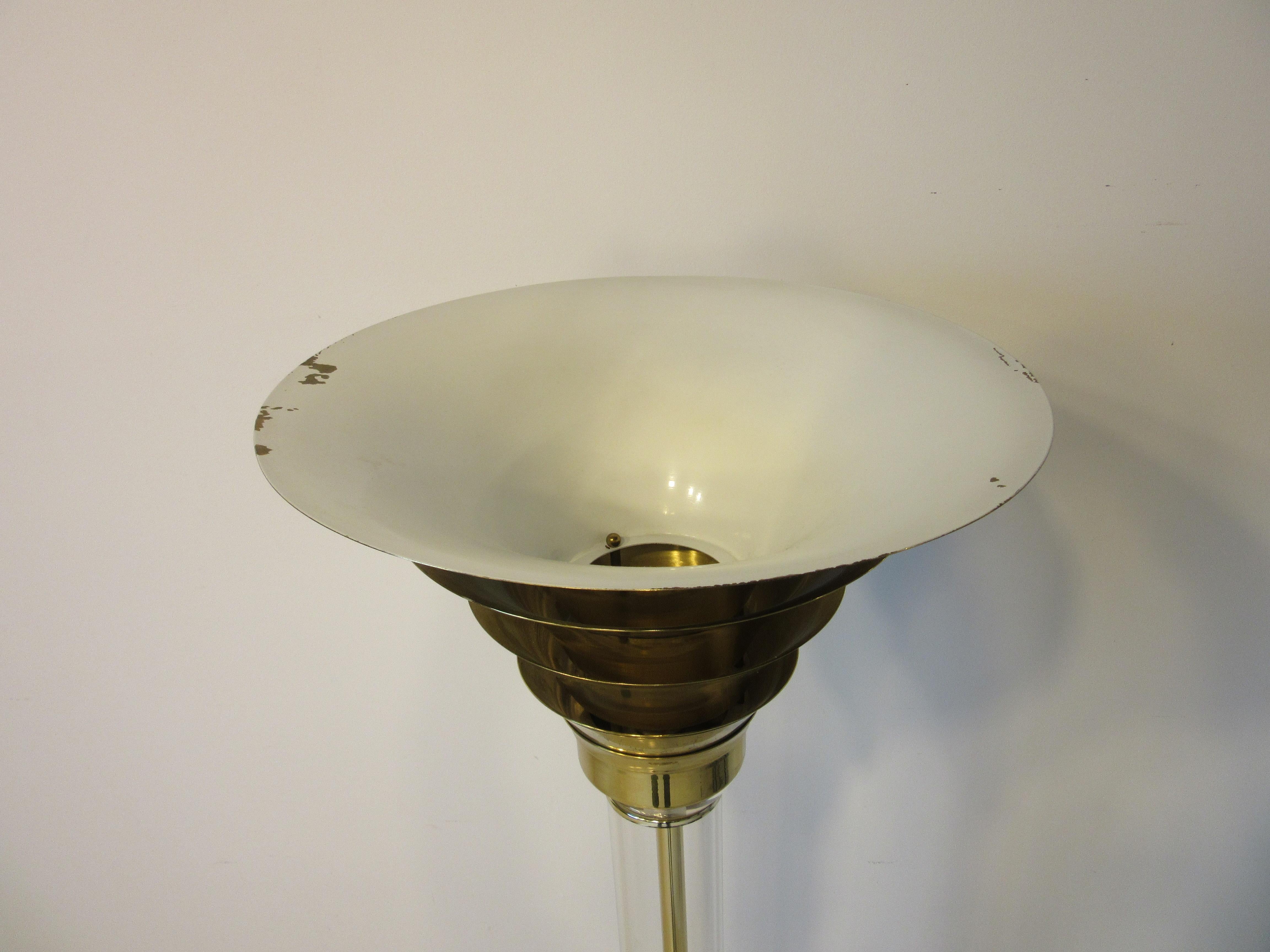 Brass / Lucite Touché Floor Lamp in the Style of Karl Springer 1
