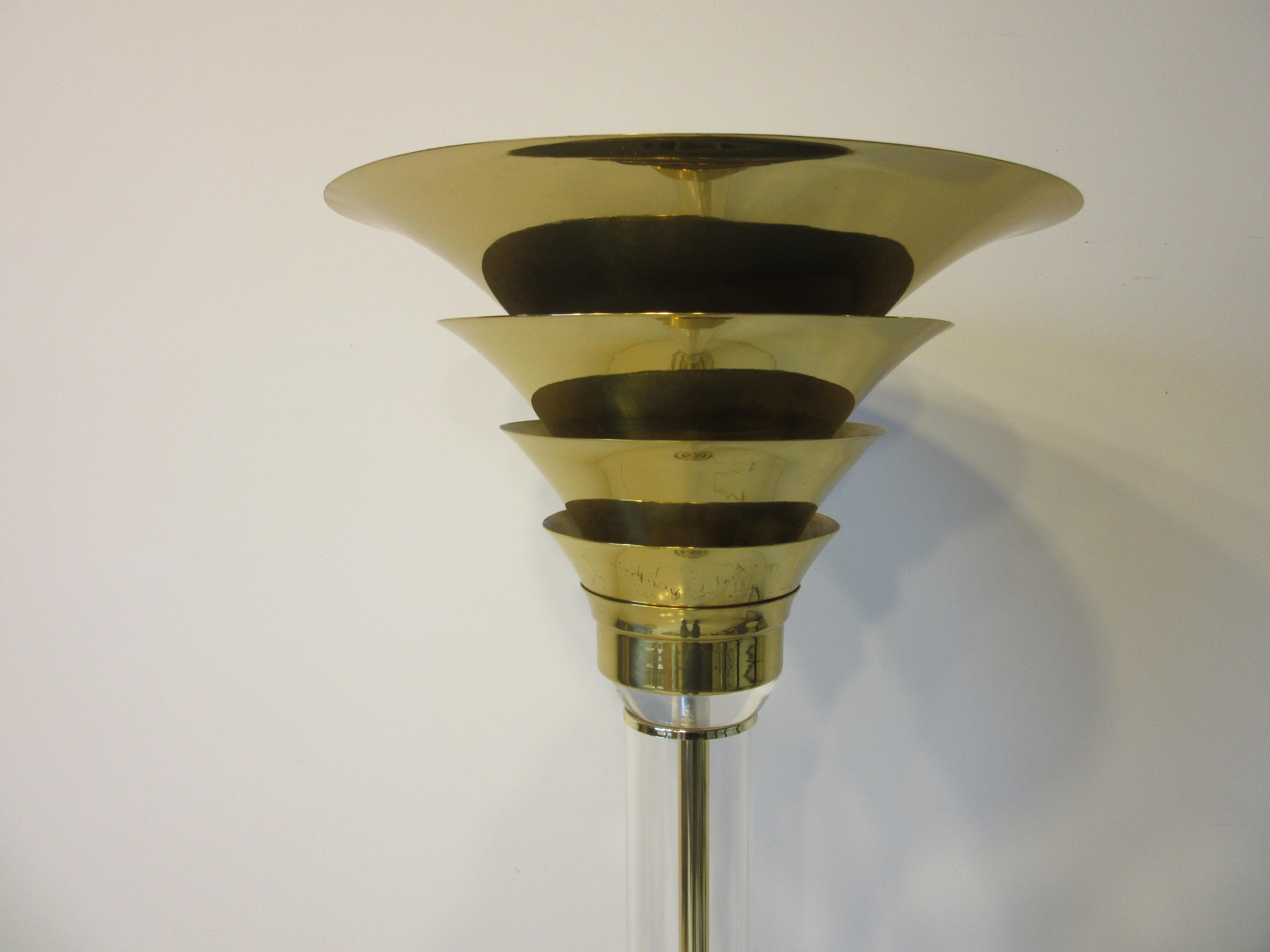 Brass / Lucite Touché Floor Lamp in the Style of Karl Springer 3