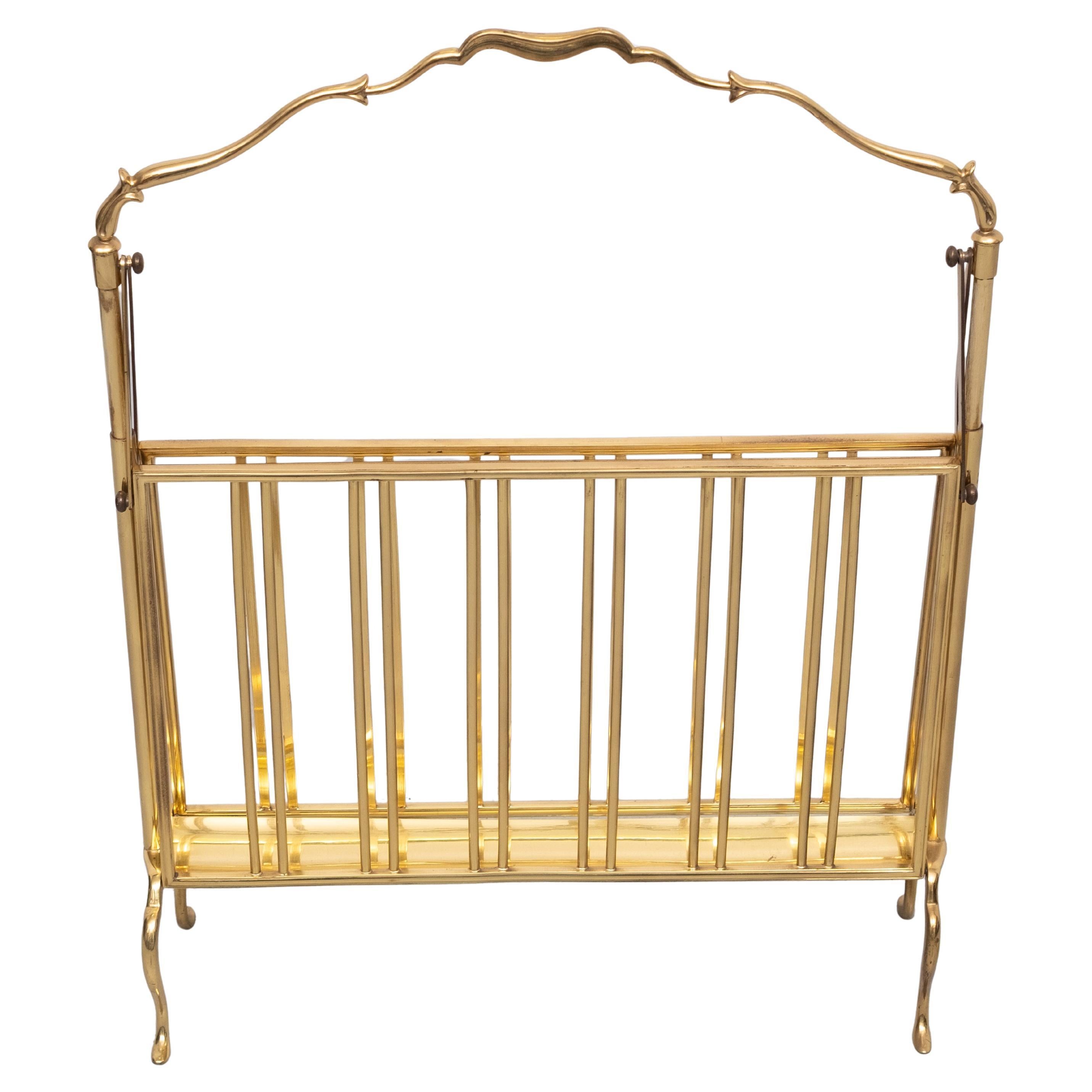 Hollywood Regency Porta riviste in ottone Maison Baguès 1950s Francia in vendita