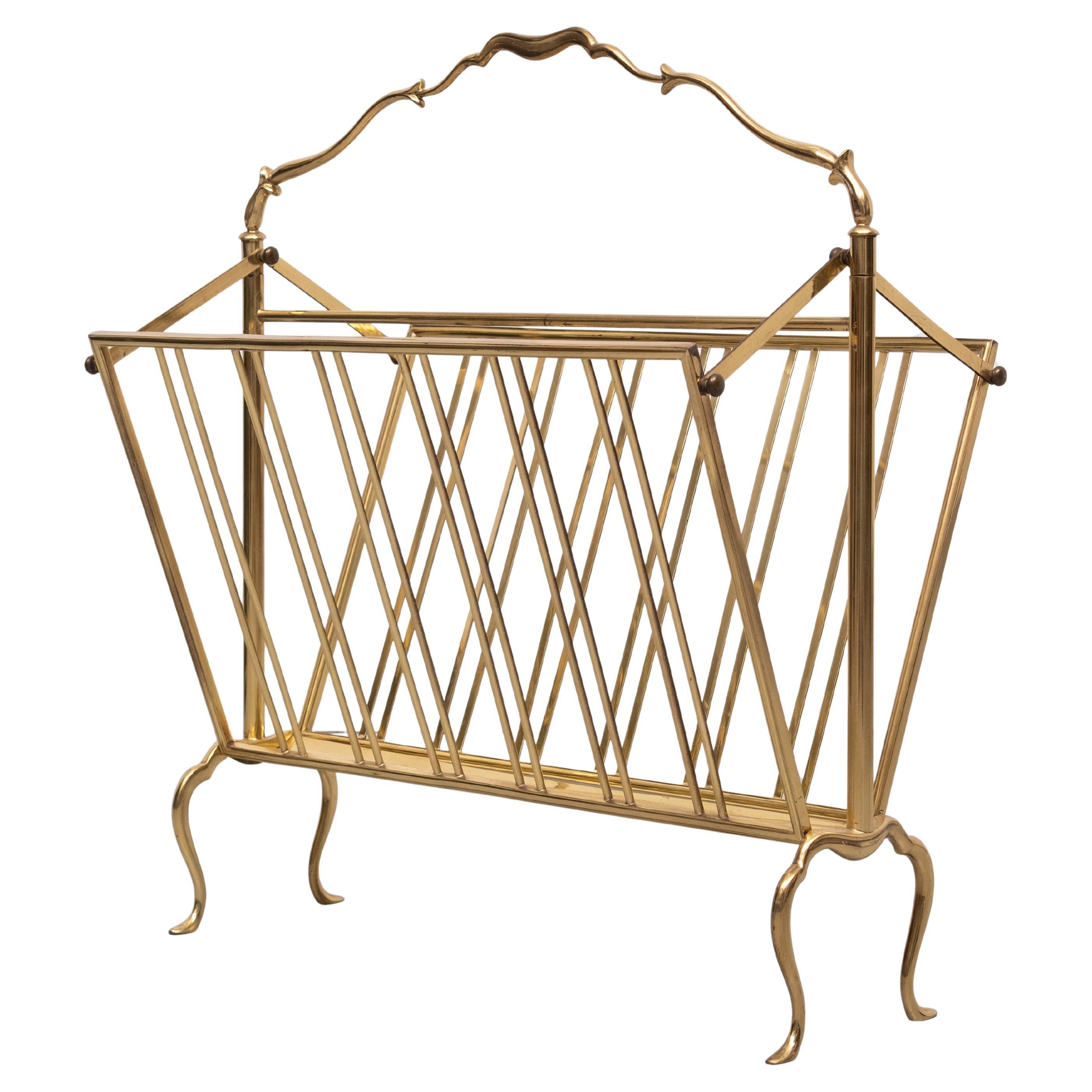 Metà XX secolo Porta riviste in ottone Maison Baguès 1950s Francia in vendita