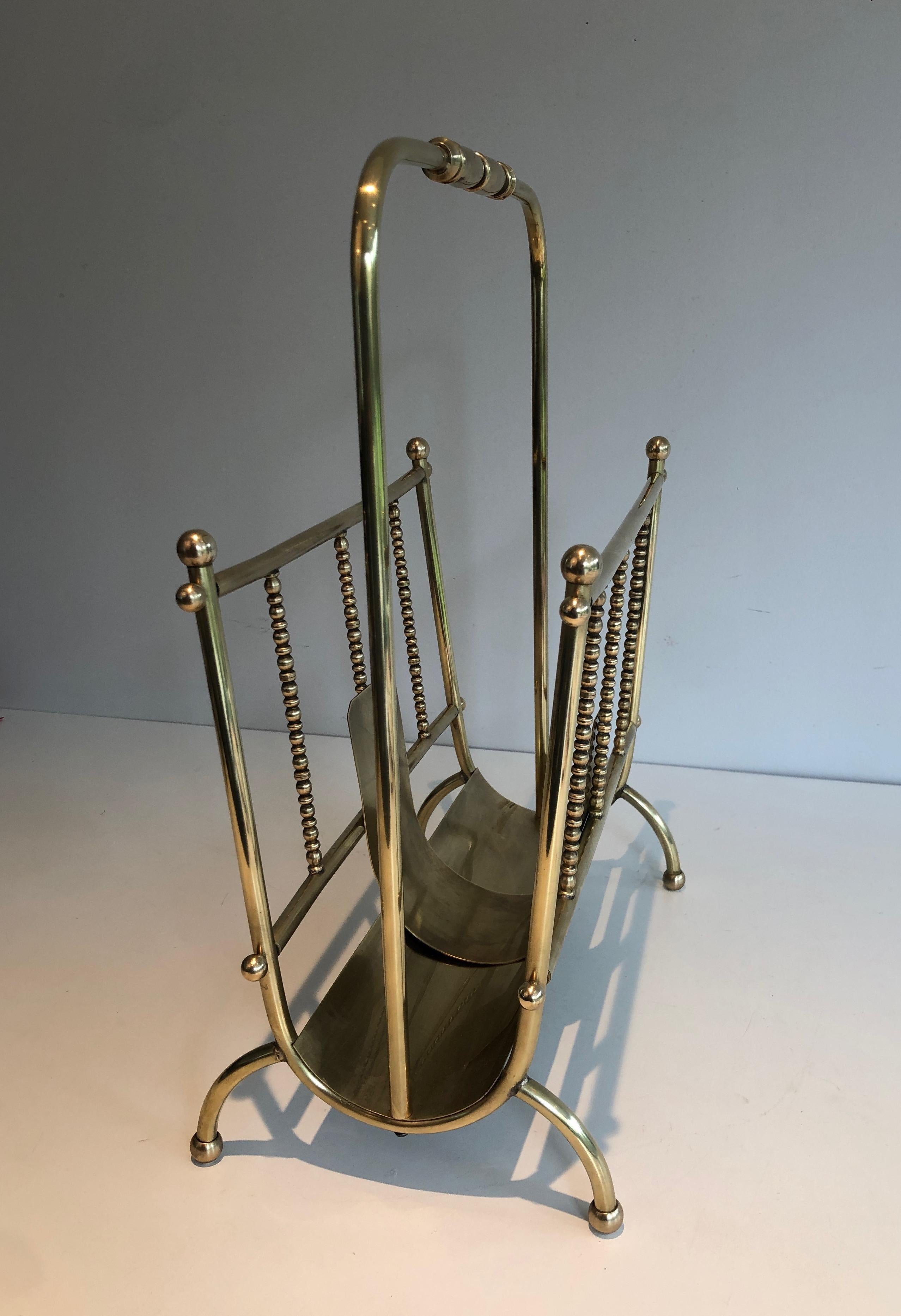 Neoclassical Brass Magazine Rack For Sale