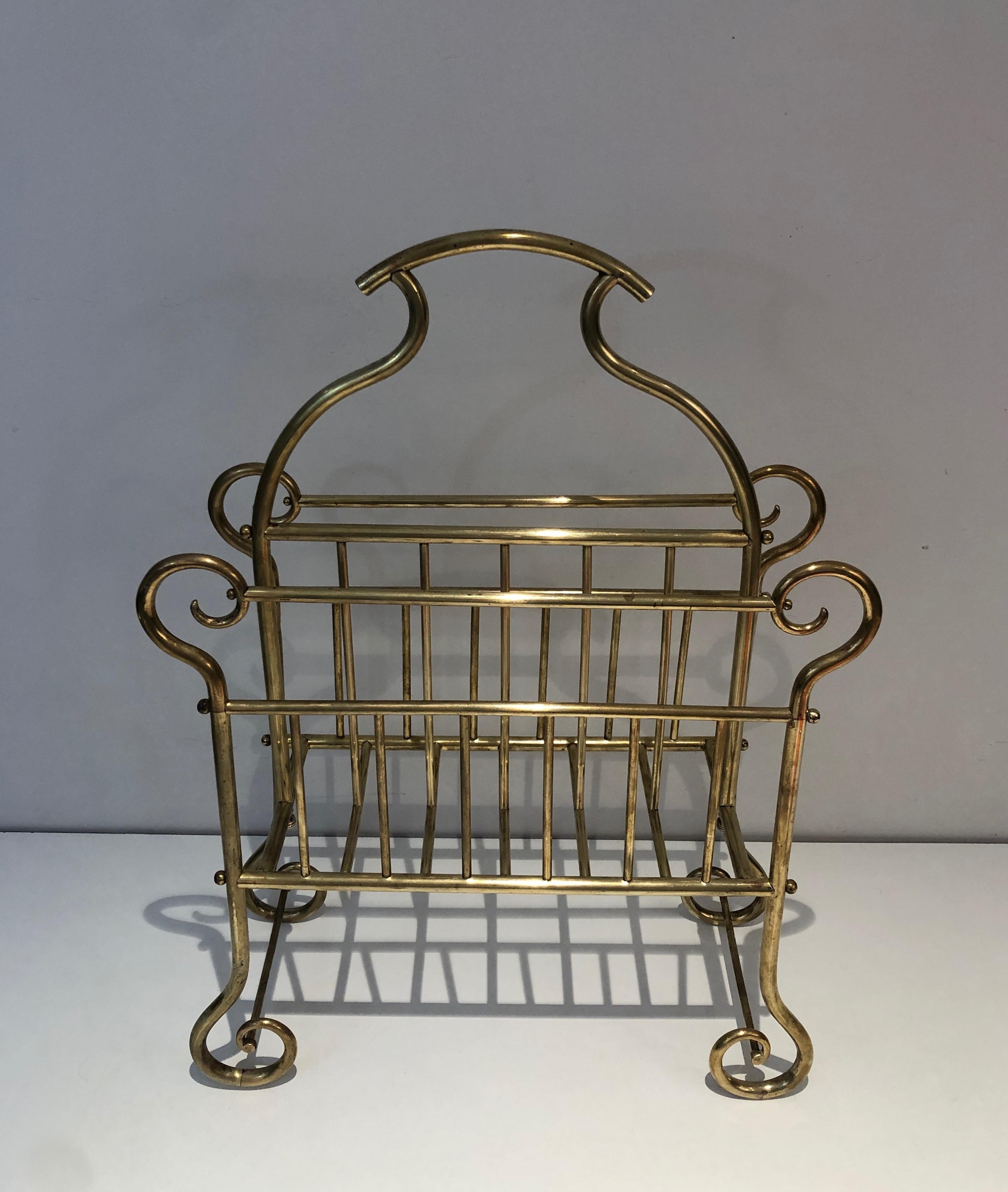 Neoclassical Brass Magazine Rack. French Work, circa 1900 For Sale