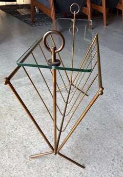 Brass Magazine Rack in Jacques Adnet Style, French Design, 1950s