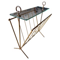 Porte-revues en laiton de style Jacques Adnet, design français, années 1950