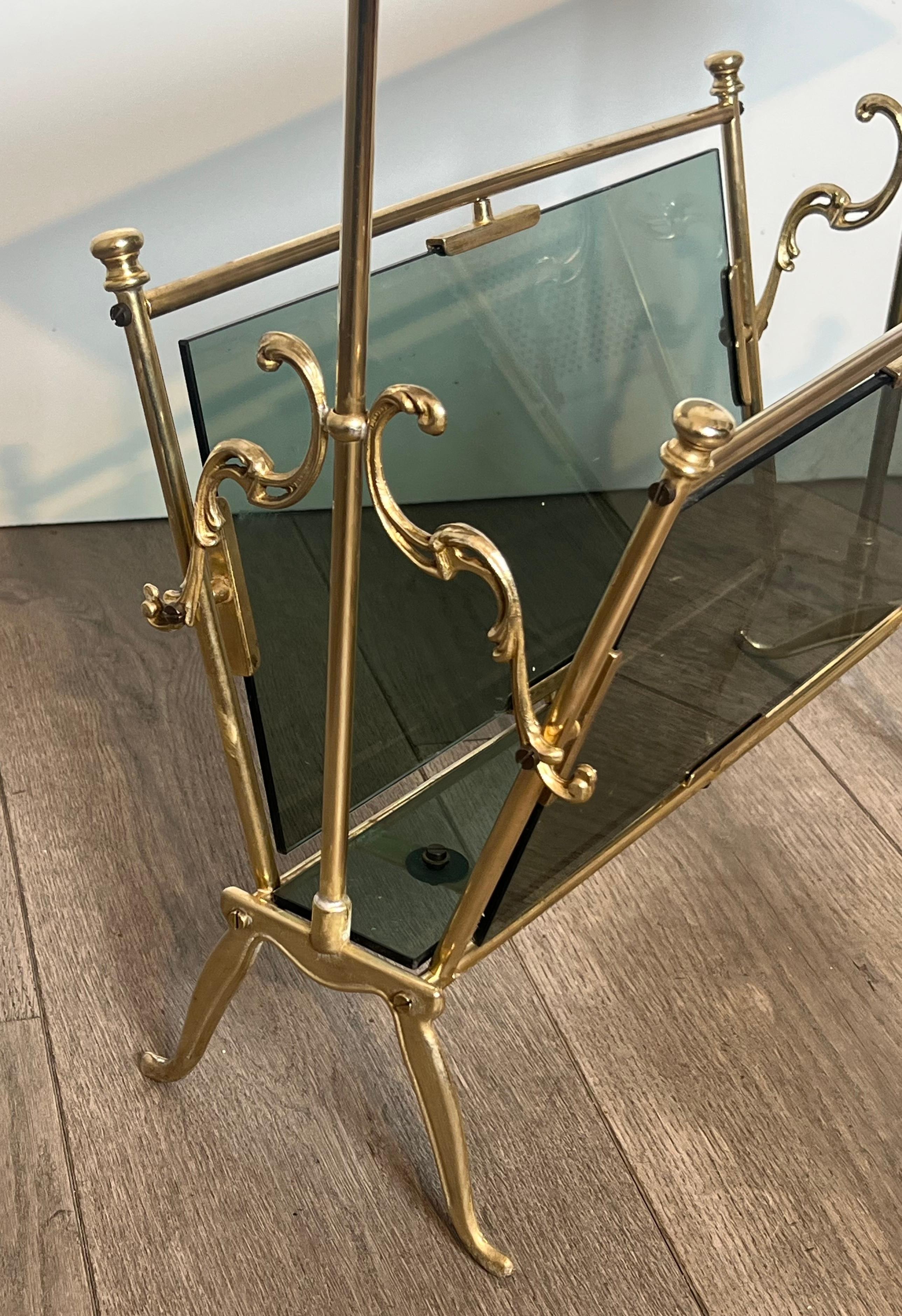 Portariviste in ottone con vetro bluastro in vendita 2