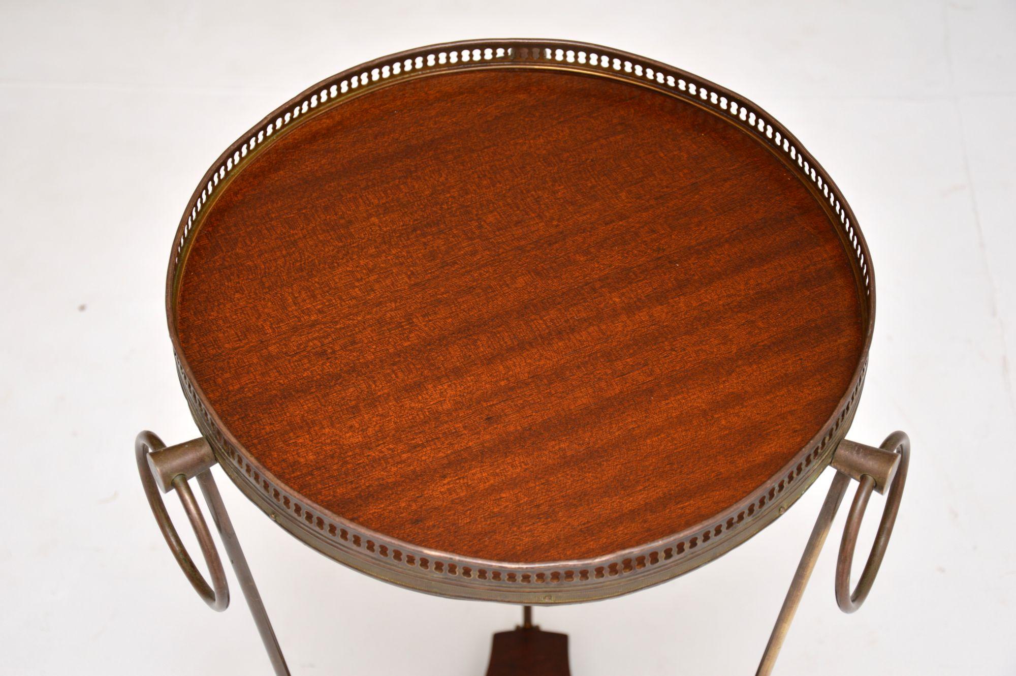 Mid-Century Modern Brass and Mahogany French Side Table, circa 1950s