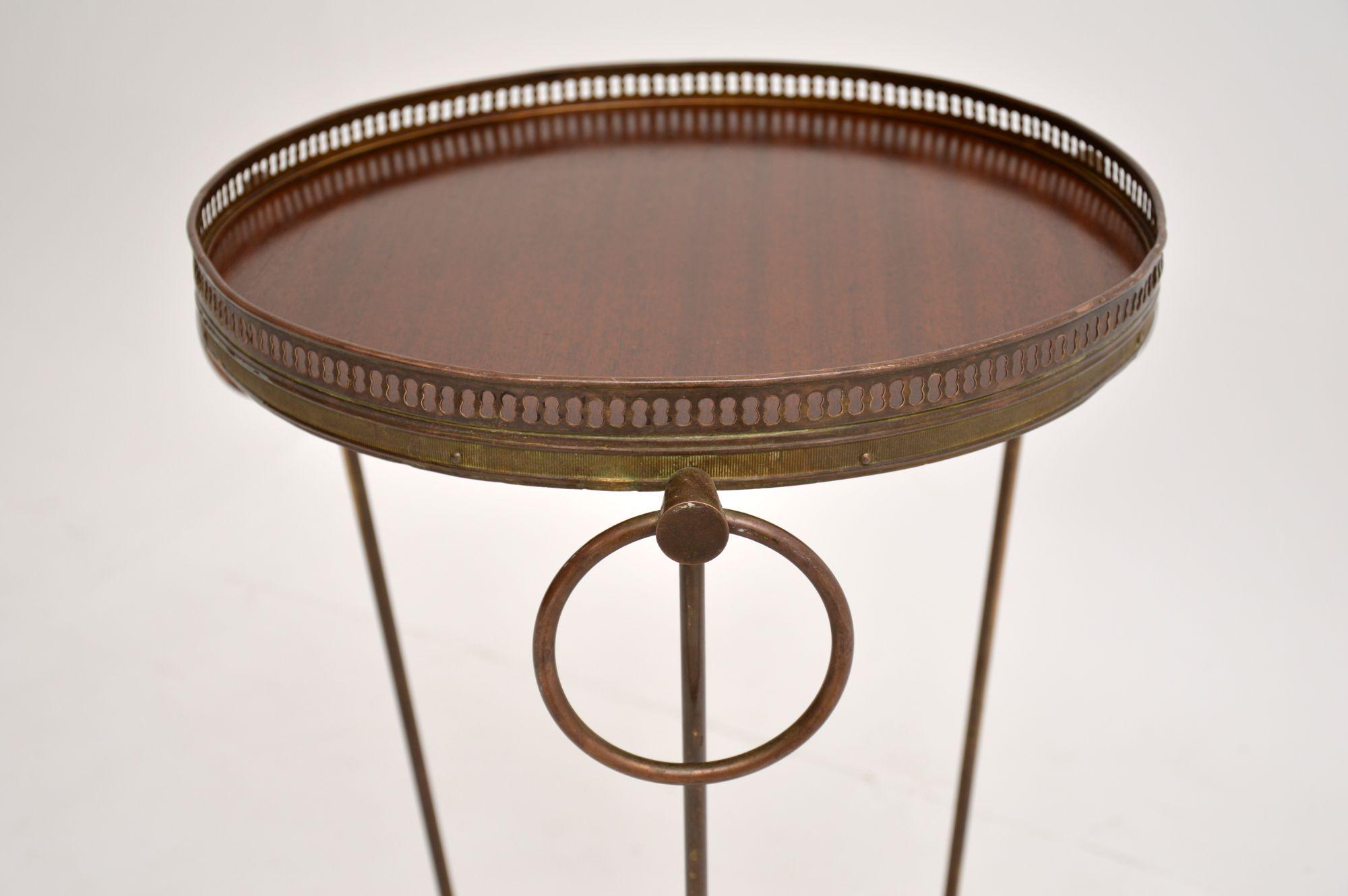 Brass and Mahogany French Side Table, circa 1950s 1