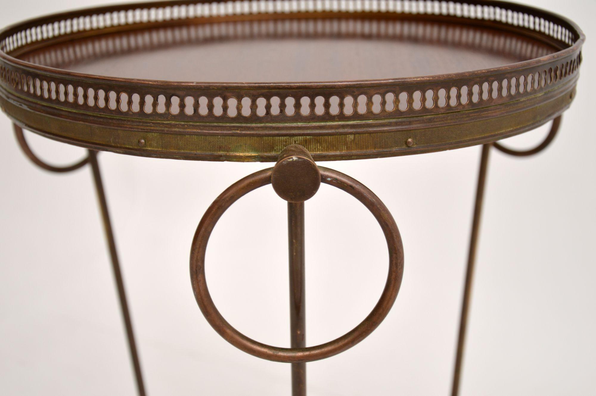 Brass and Mahogany French Side Table, circa 1950s 2