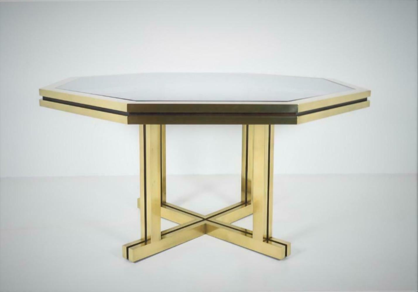 Brass Maison Jansen Dining Table, Guy Lefevre, France, 1970s In Good Condition For Sale In BUSSUM, NH