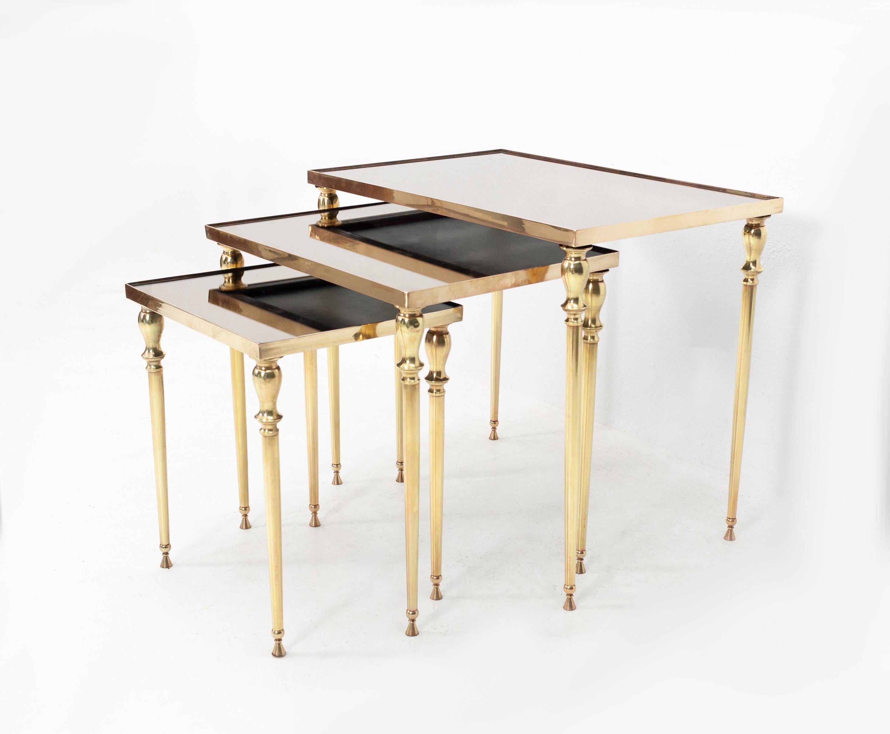 Brass Maison Jansen Nesting Tables 1