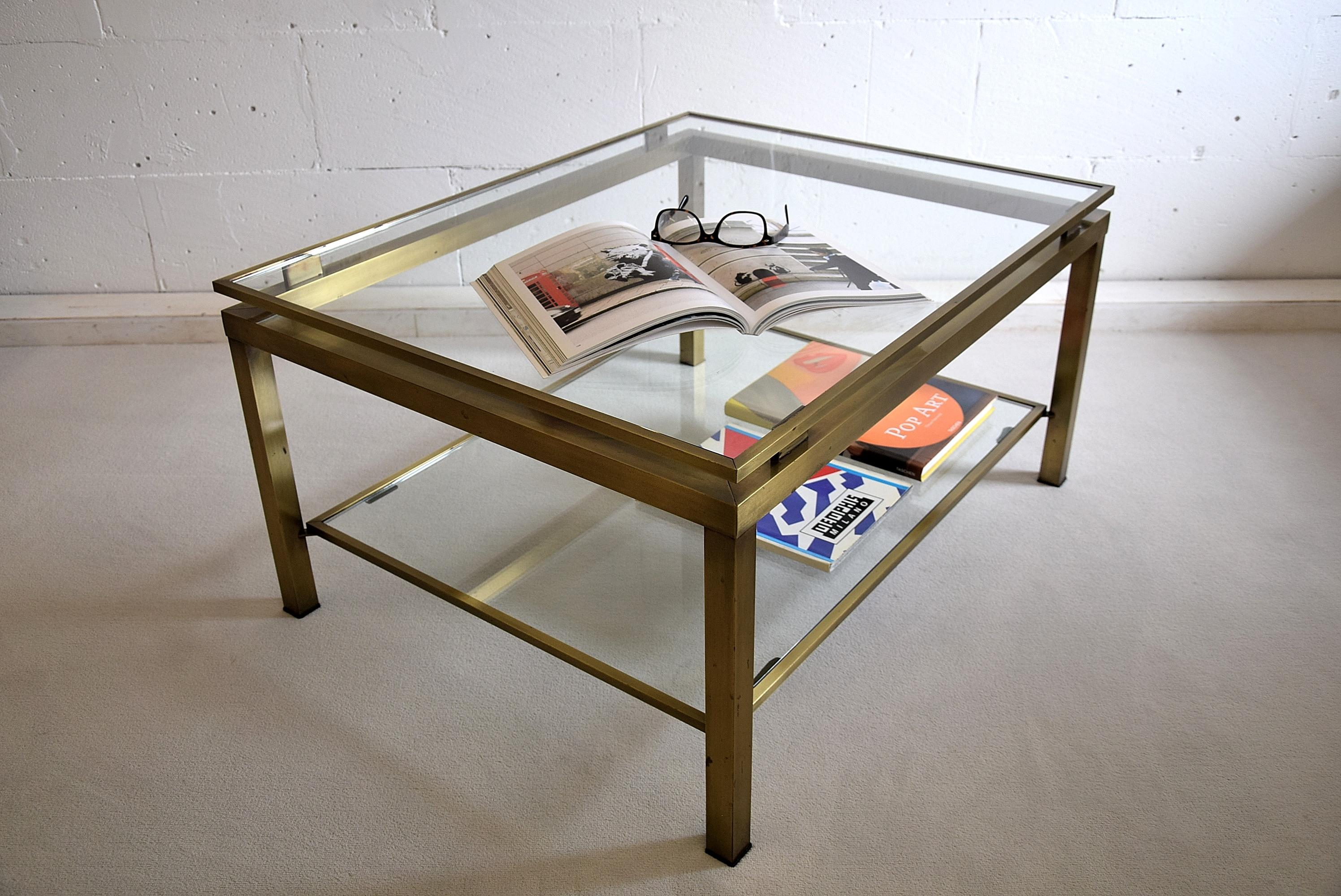 Brass Maison Jansen Two-Tier Mid-Century Modern Coffee Table 4