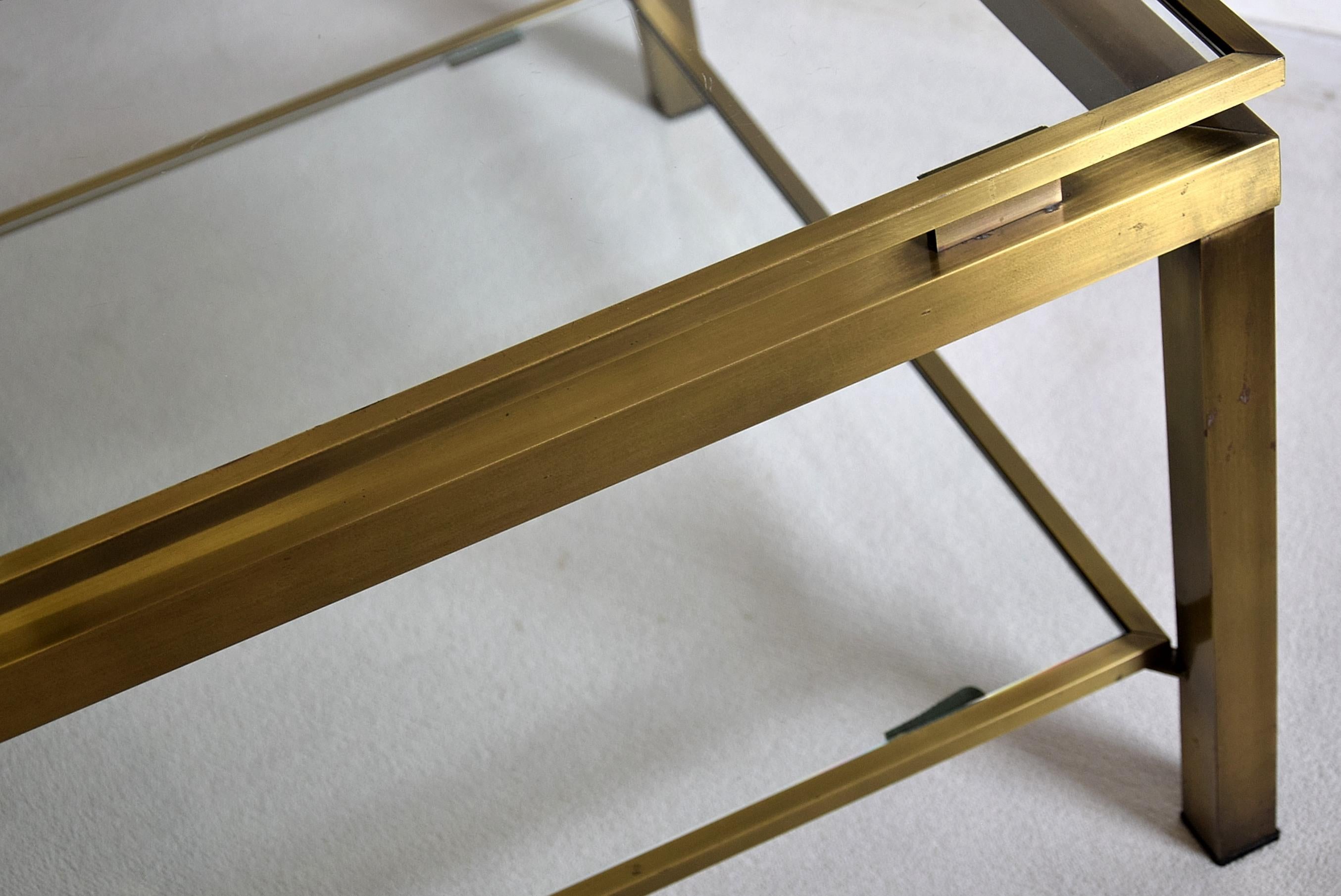 Glass Brass Maison Jansen Two-Tier Mid-Century Modern Coffee Table