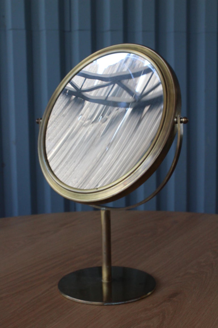 Brass Makeup Vanity Mirror, U.S.A, 1950s at 1stDibs
