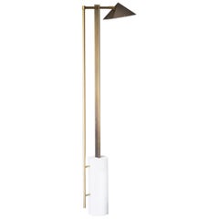 Brass "Marble and Wedge" Floor Lamp, Square in Circle