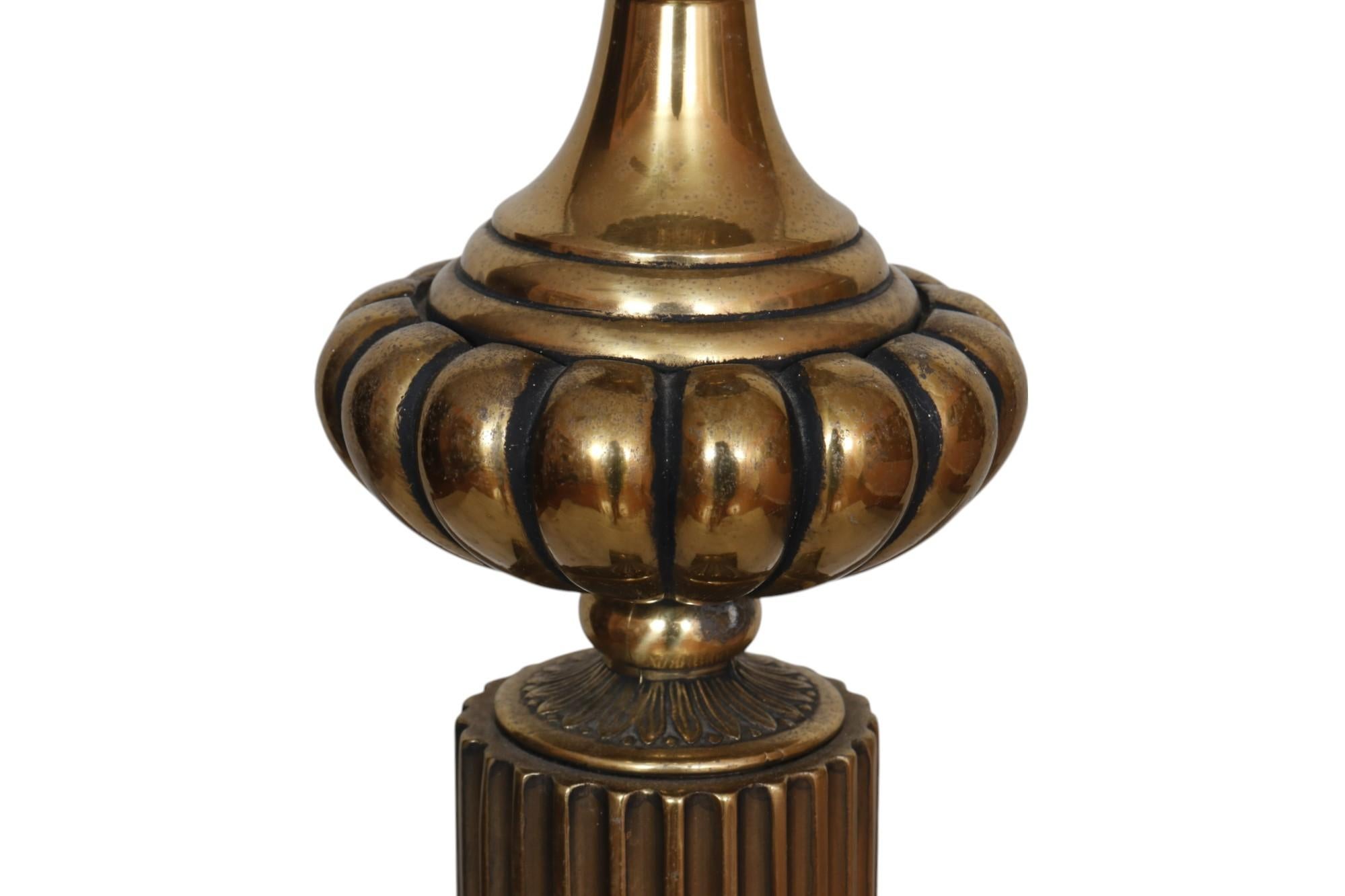 Brass & Marble Column Table Lamp In Good Condition For Sale In Bradenton, FL