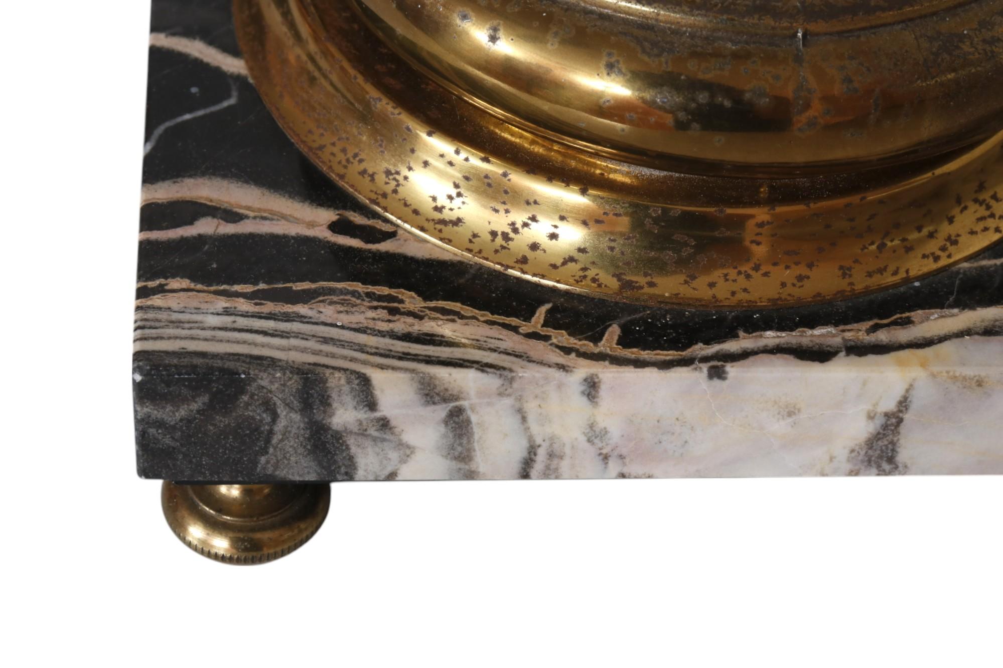 Brass & Marble Column Table Lamp For Sale 2