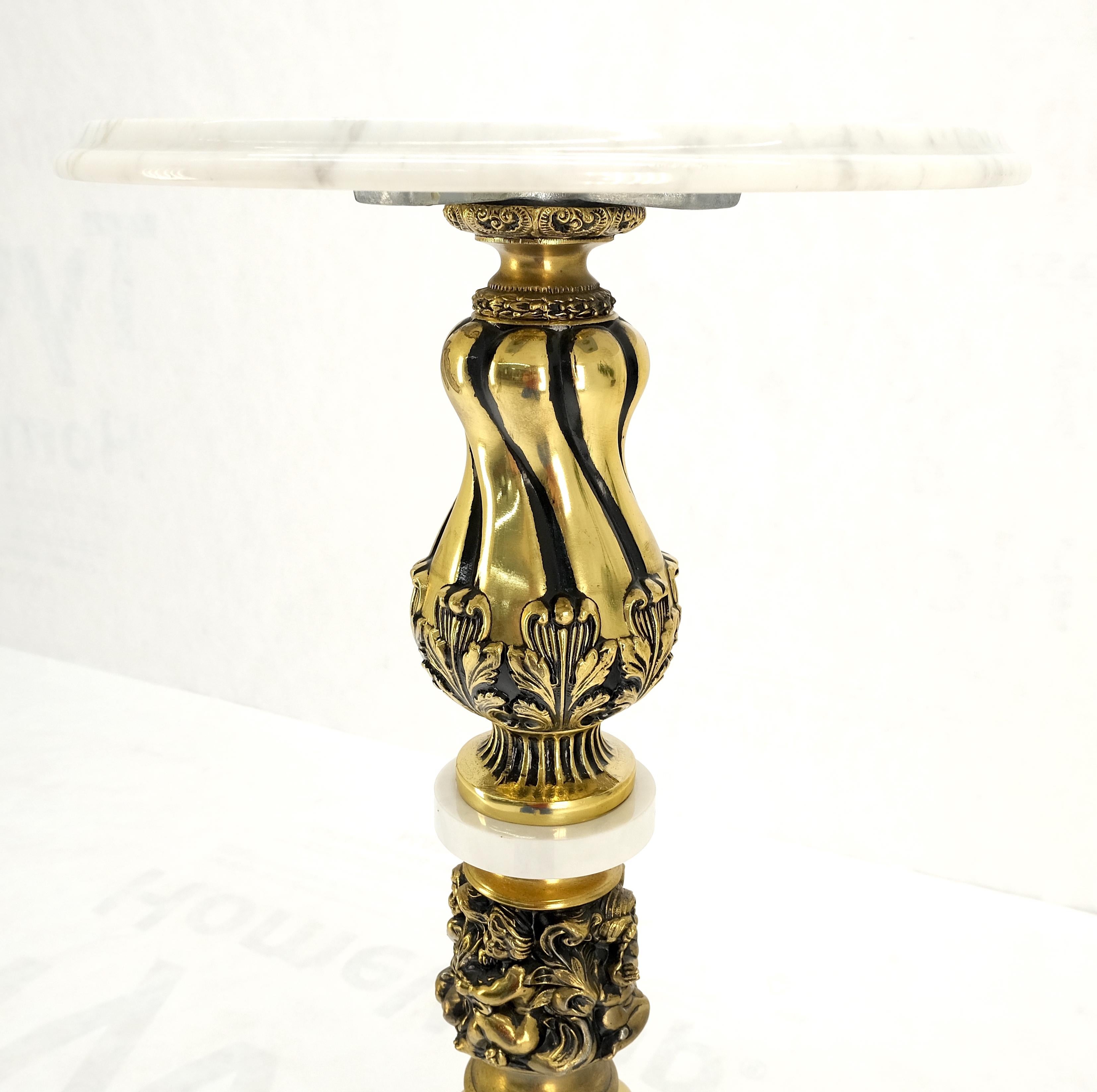 Mid-Century Modern Brass & Marble Decorative Ornate Round Pedestal Stand Mint! For Sale