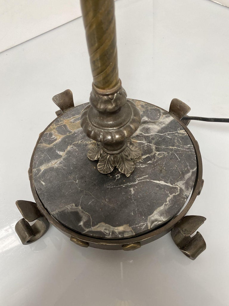 Brass and Marble Empire Iron Marble Floor Lamp w/ Beaded Shade For Sale ...