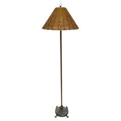 Brass & Marble Empire Iron Marble Floor Lamp w/ Beaded Shade