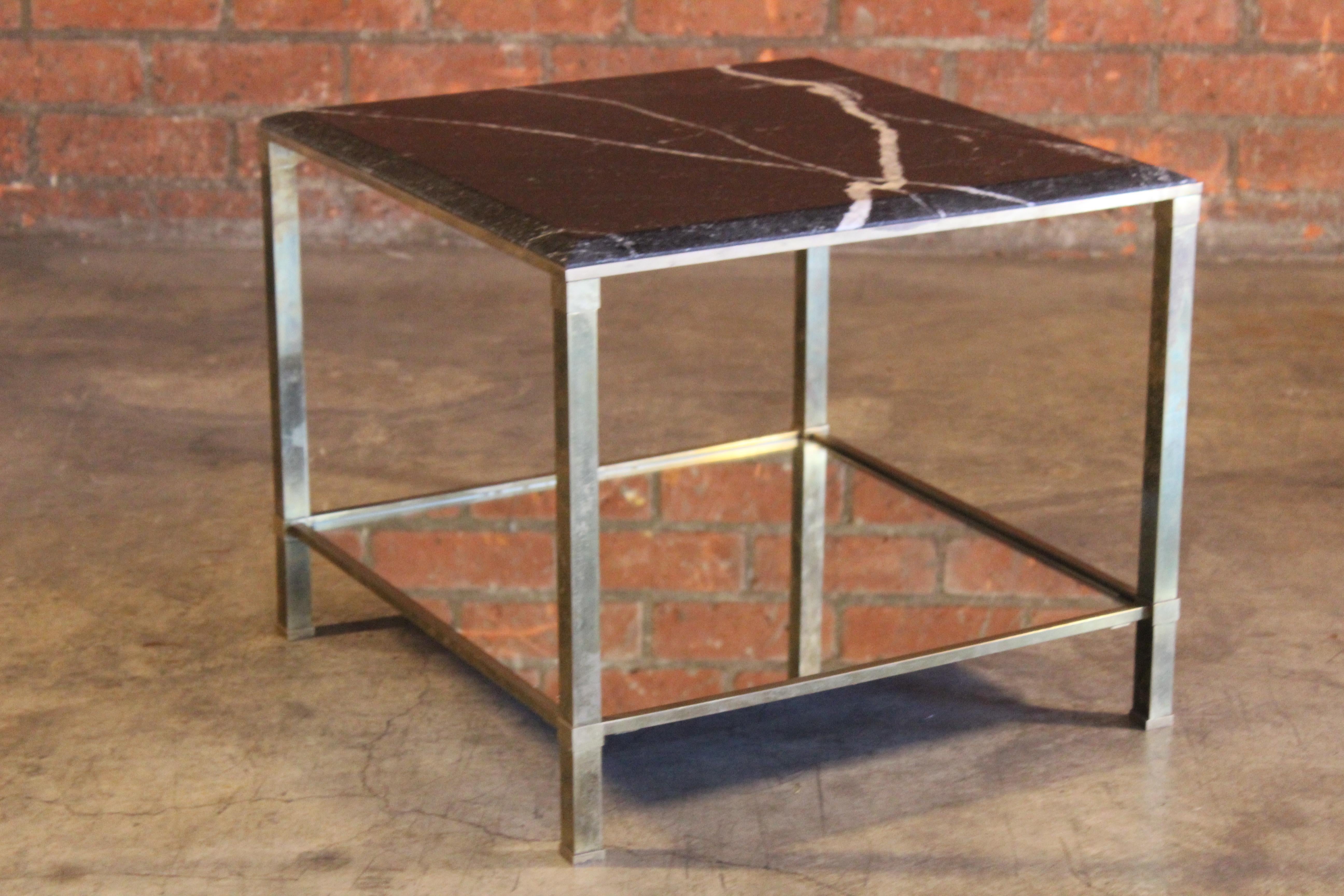 Brass & Marble End Table Attributed to Maison Jansen, France, 1960s For Sale 8