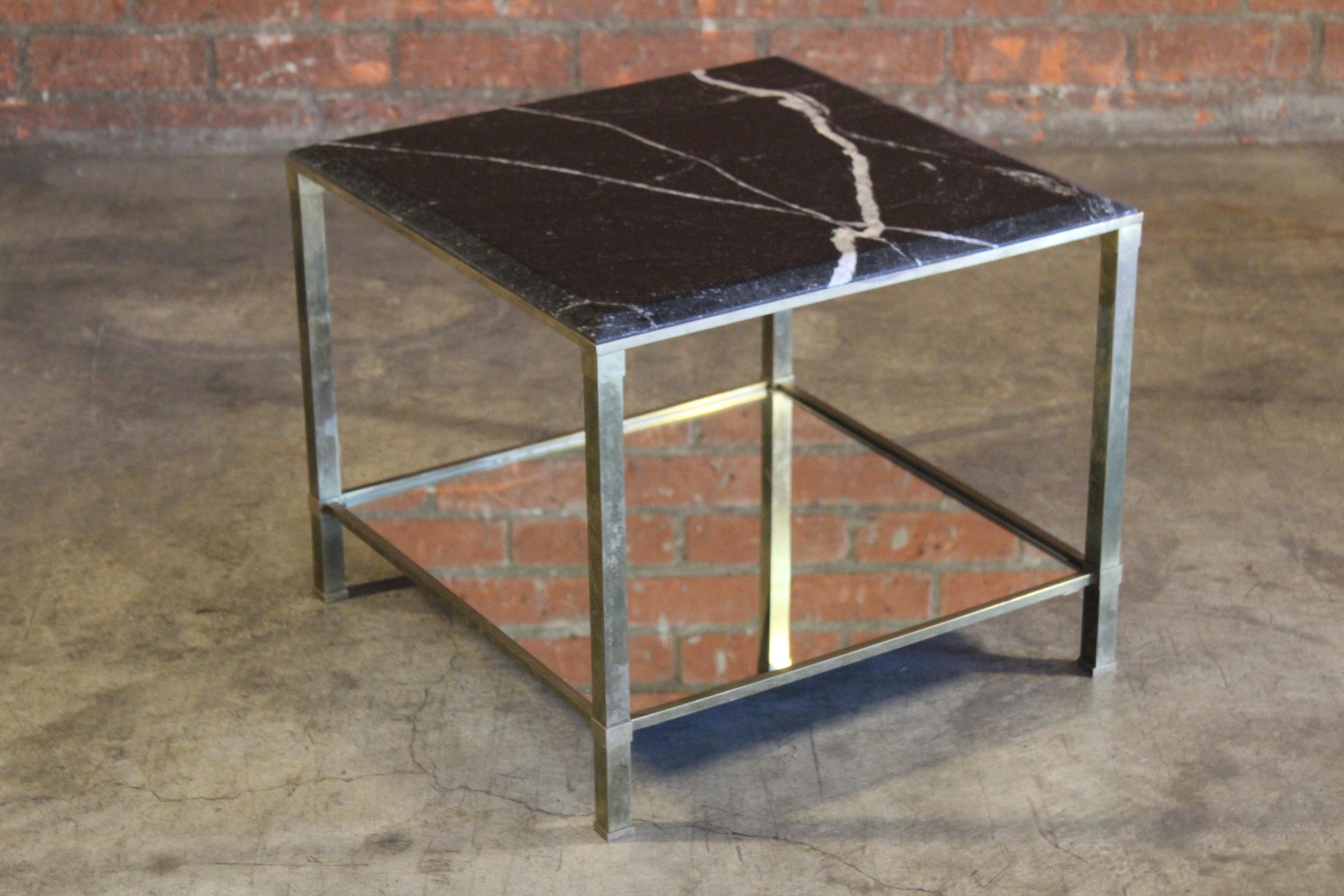 Brass & Marble End Table Attributed to Maison Jansen, France, 1960s For Sale 10