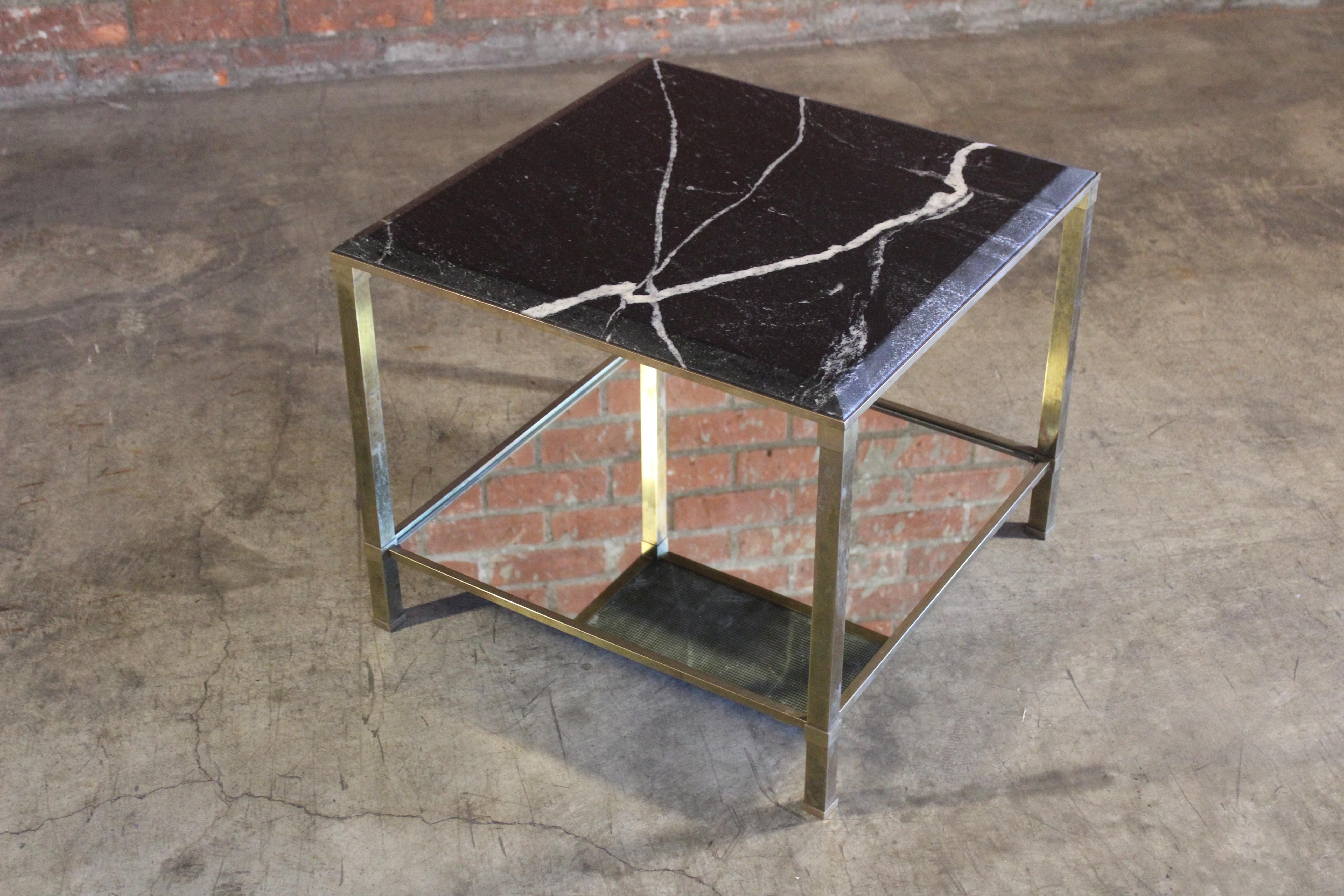Brass & Marble End Table Attributed to Maison Jansen, France, 1960s For Sale 11