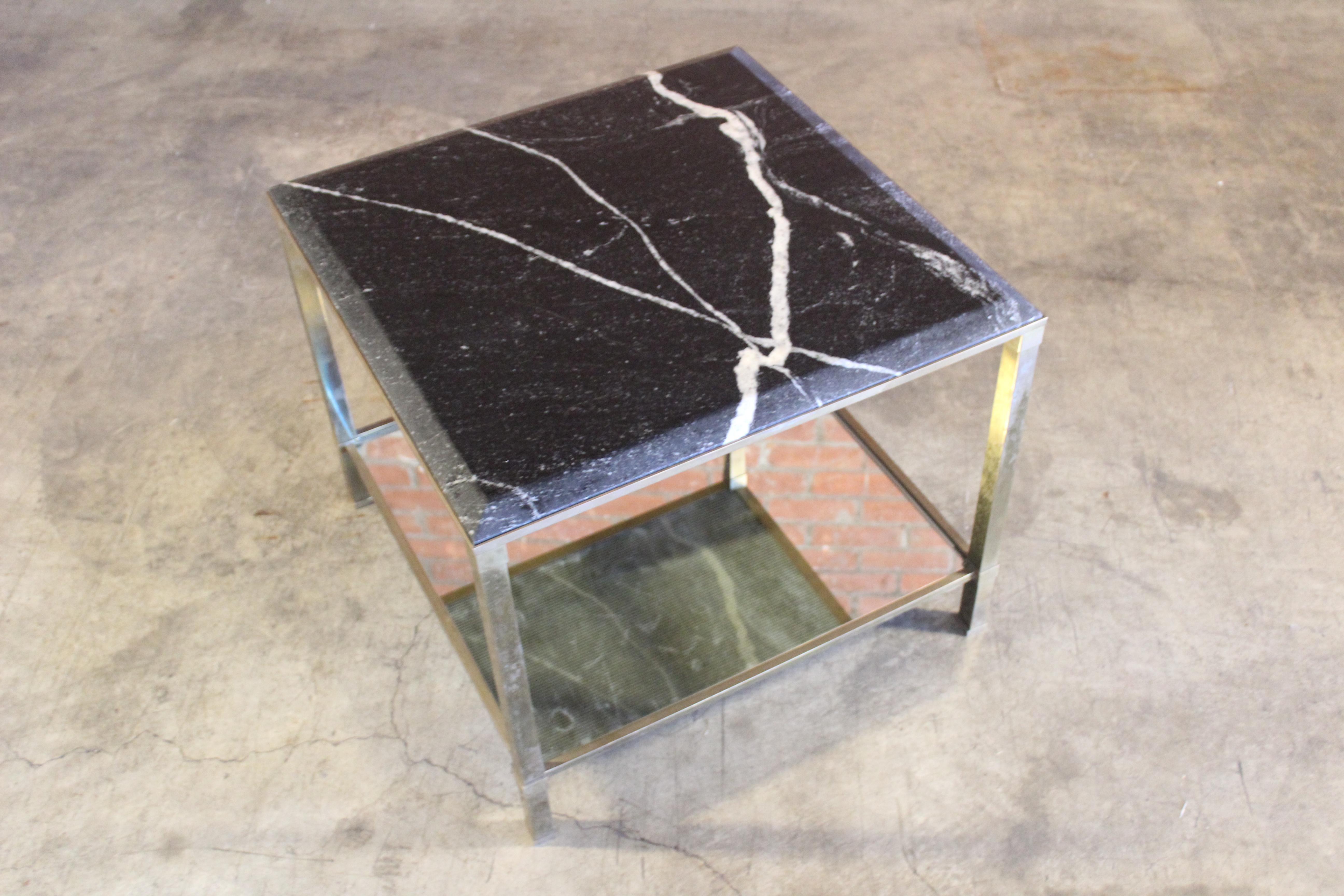 Brass & Marble End Table Attributed to Maison Jansen, France, 1960s For Sale 1
