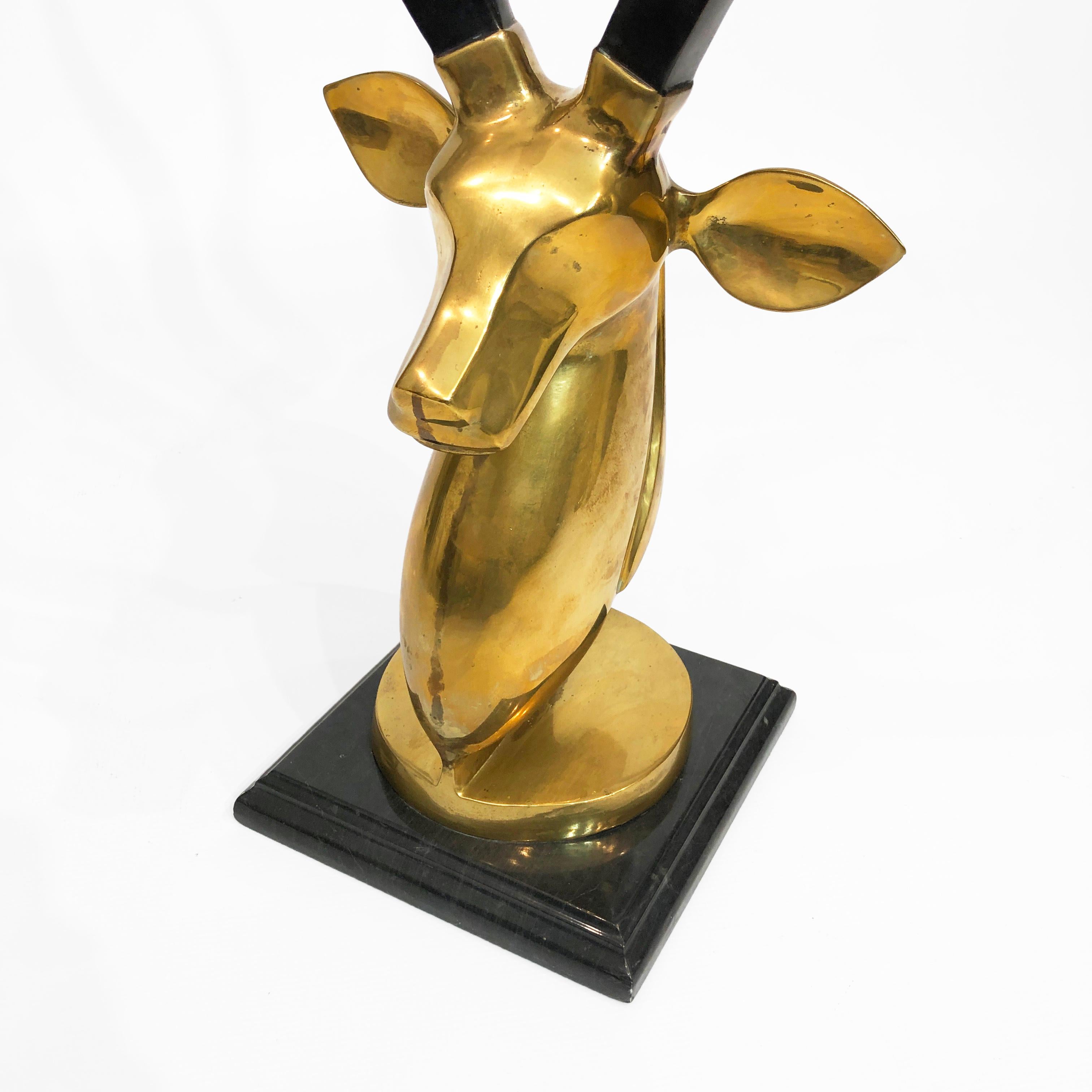 Brass Marble Kudu Antelope Head Sculpture Karl Springer Style For Sale 4