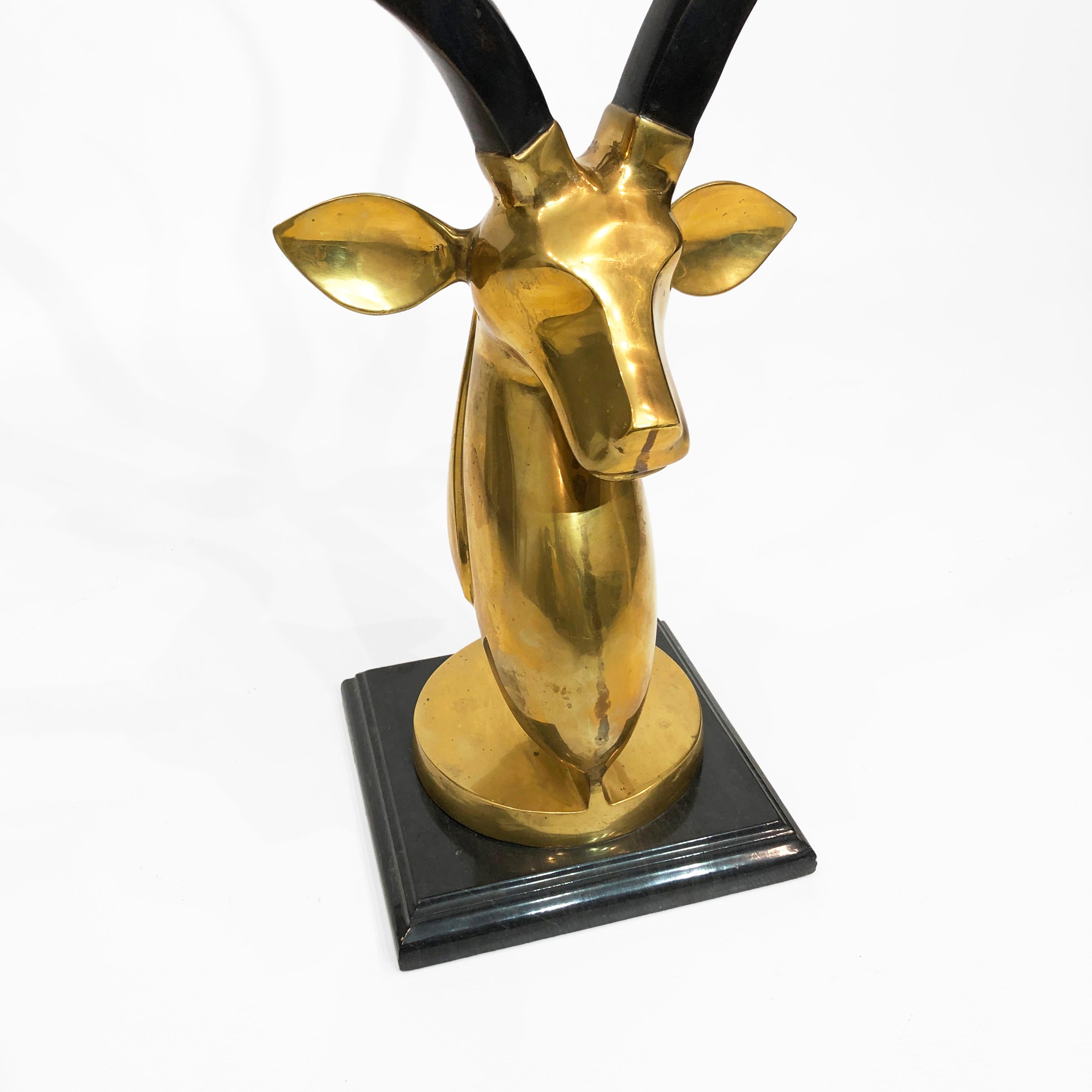 Brass Marble Kudu Antelope Head Sculpture Karl Springer Style For Sale 5