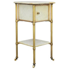 Brass and Marble Side Cabinet Early 20th Century Nightstand Bedside Table