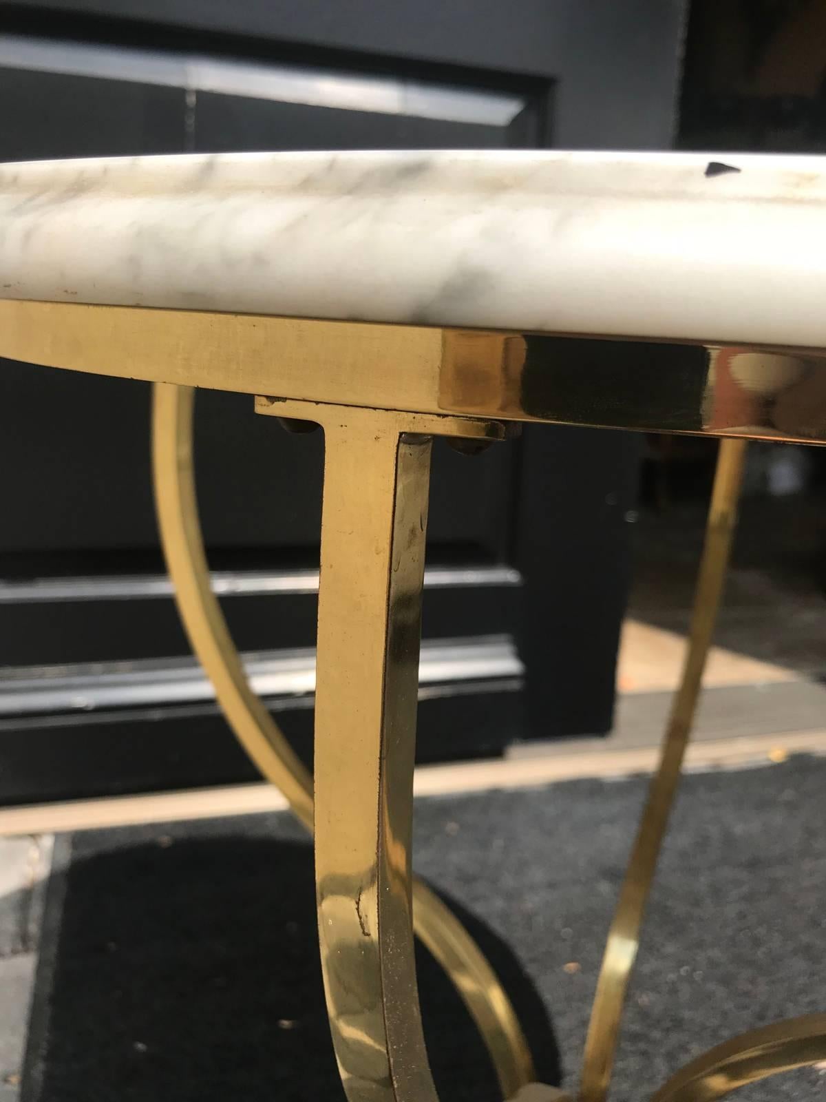 Brass Marble-Top Table, Attributed to Paul McCobb, circa 1970s 4