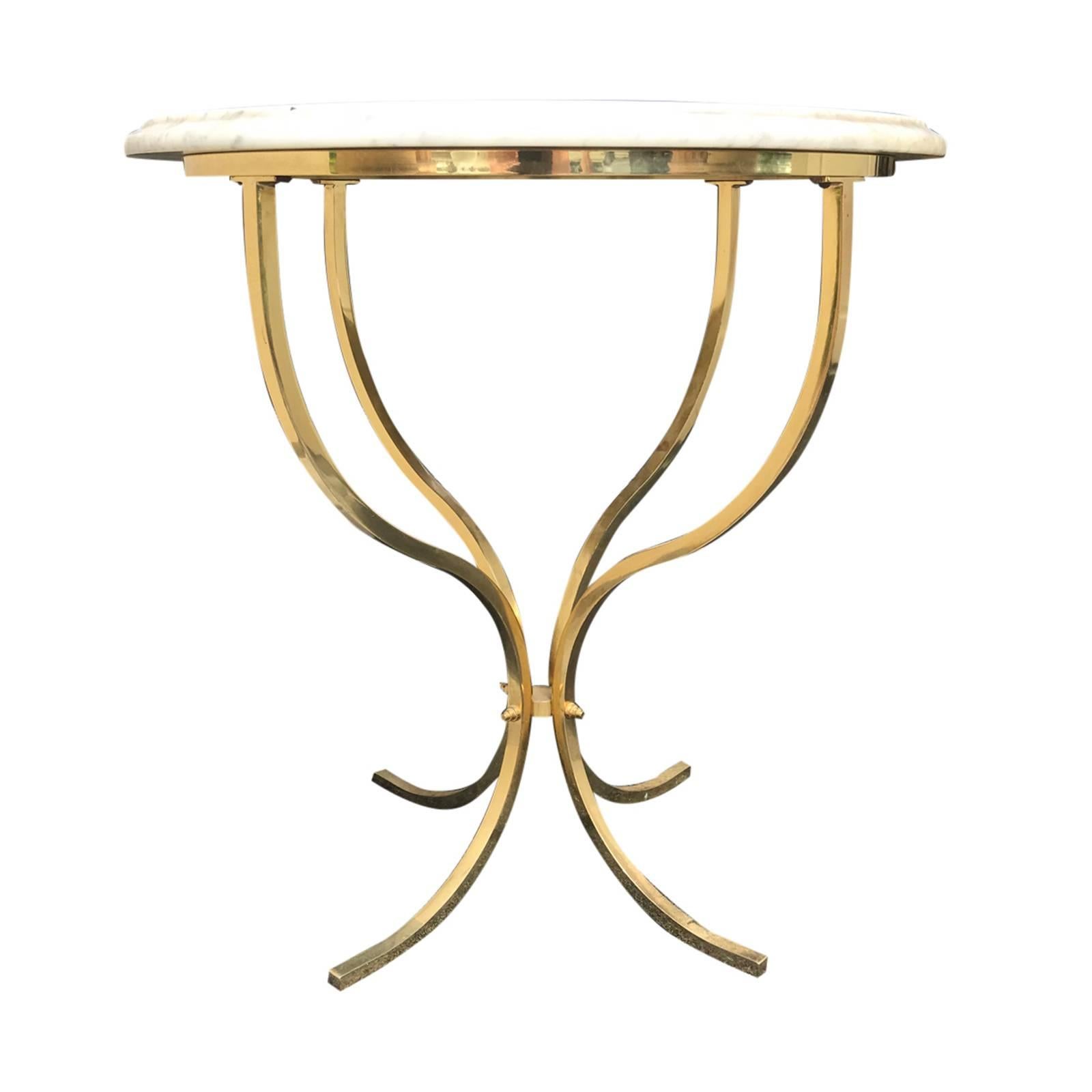 Brass Marble-Top Table, Attributed to Paul McCobb, circa 1970s