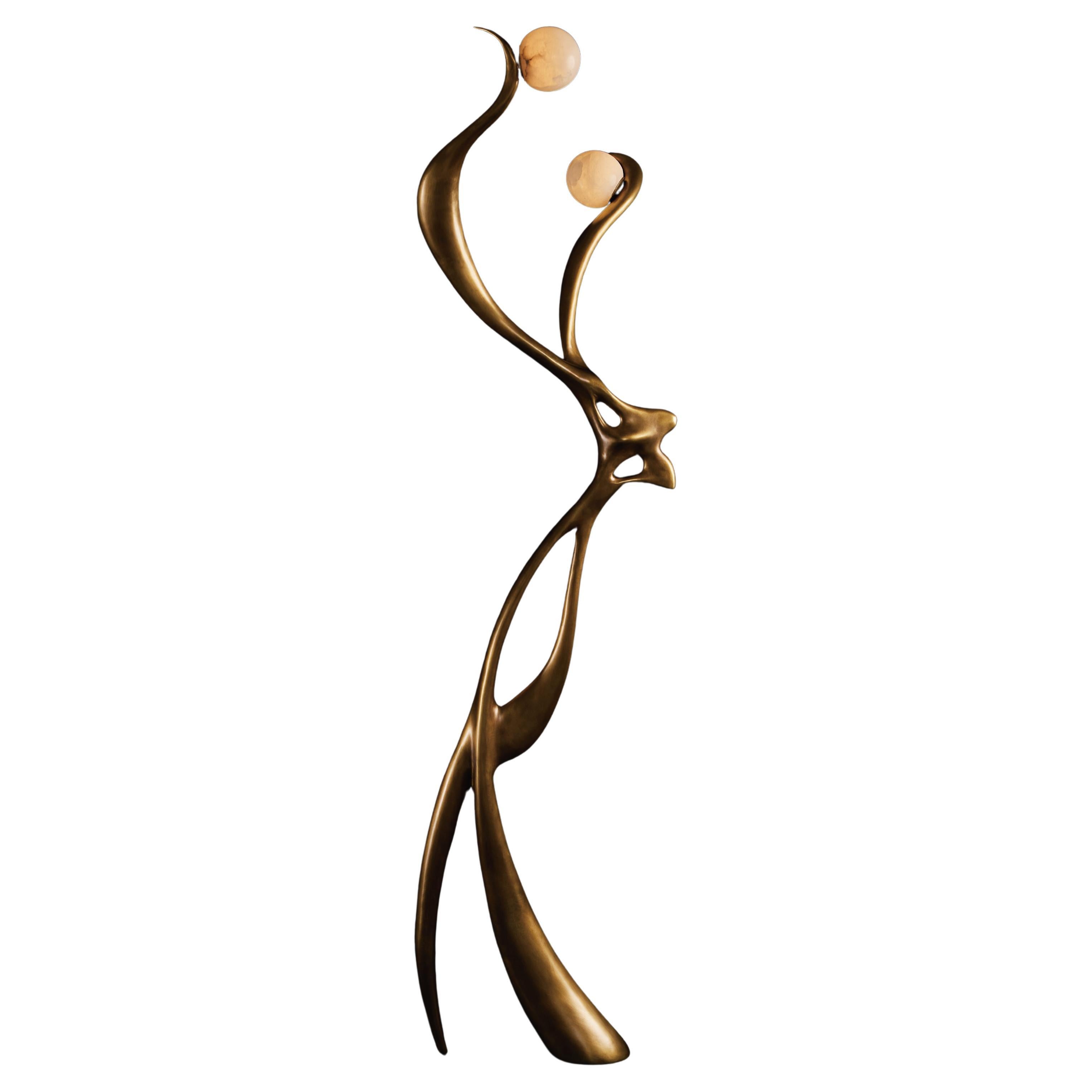 Lampada da terra Elfe in ottone e marmo X-Lampe di Duen Studio