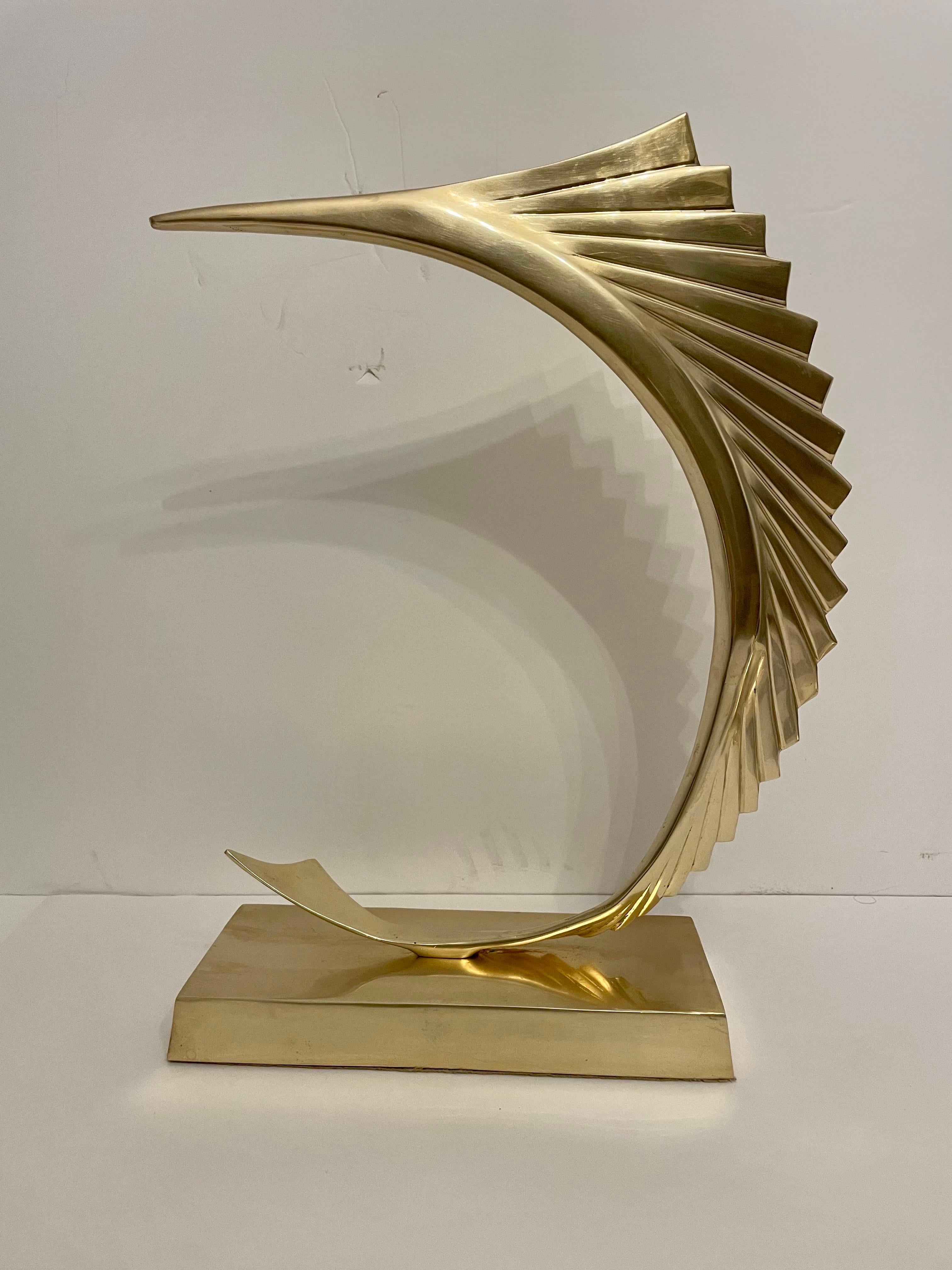 Mid-Century Modern Brass Marlin Sailfish Sculpture For Sale