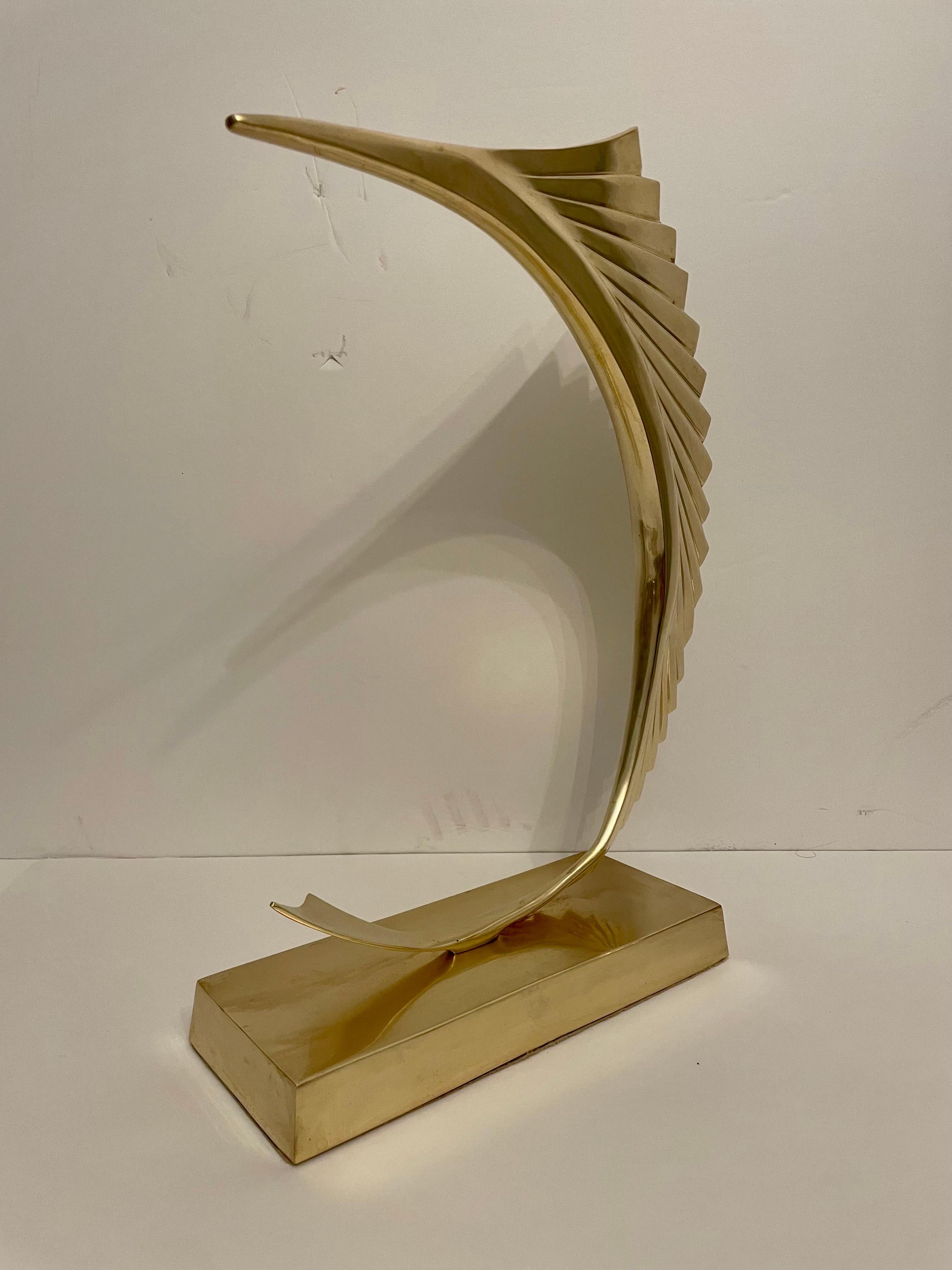 American Brass Marlin Sailfish Sculpture For Sale
