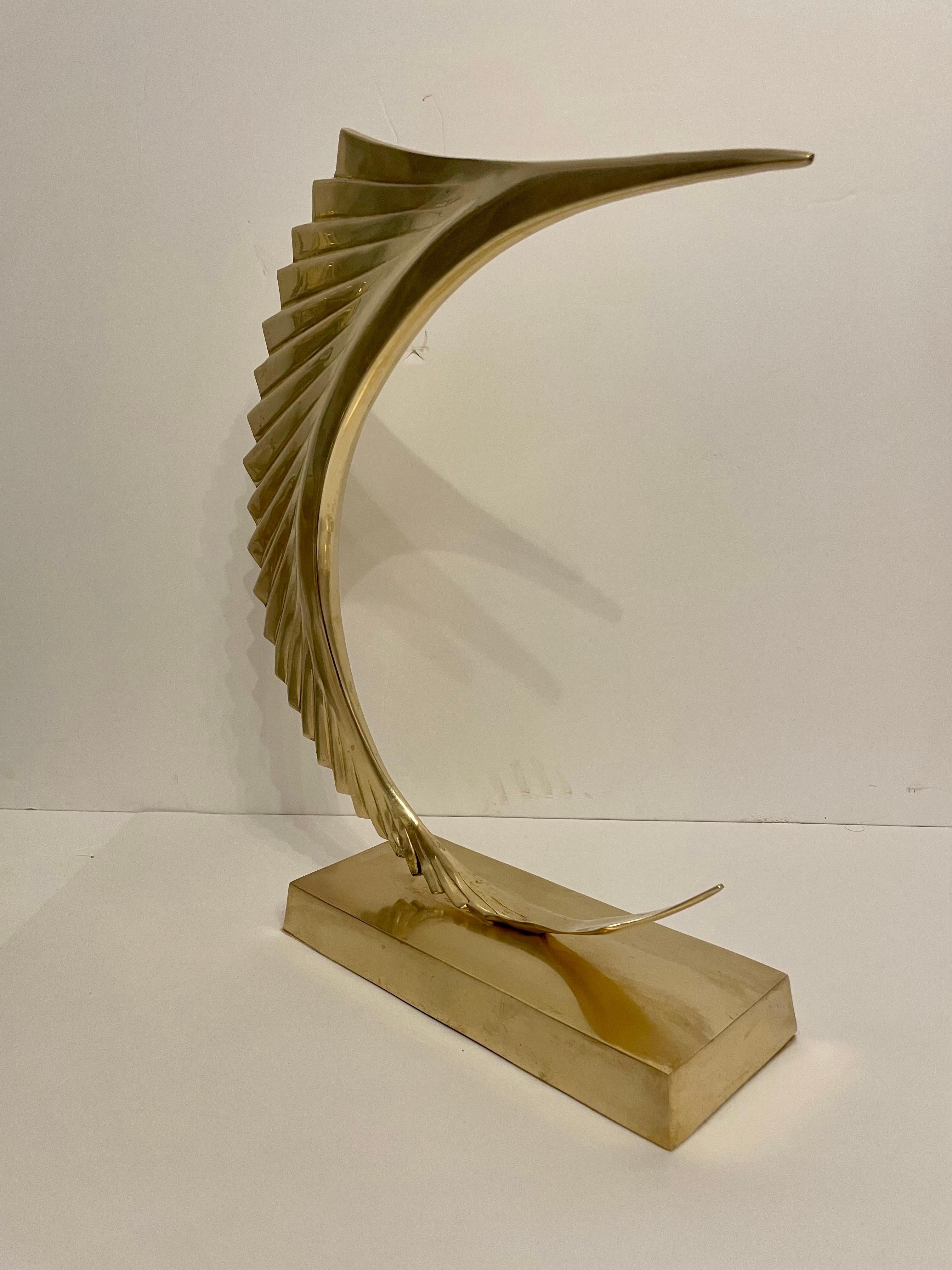 Brass Marlin Sailfish Sculpture In Good Condition For Sale In New York, NY