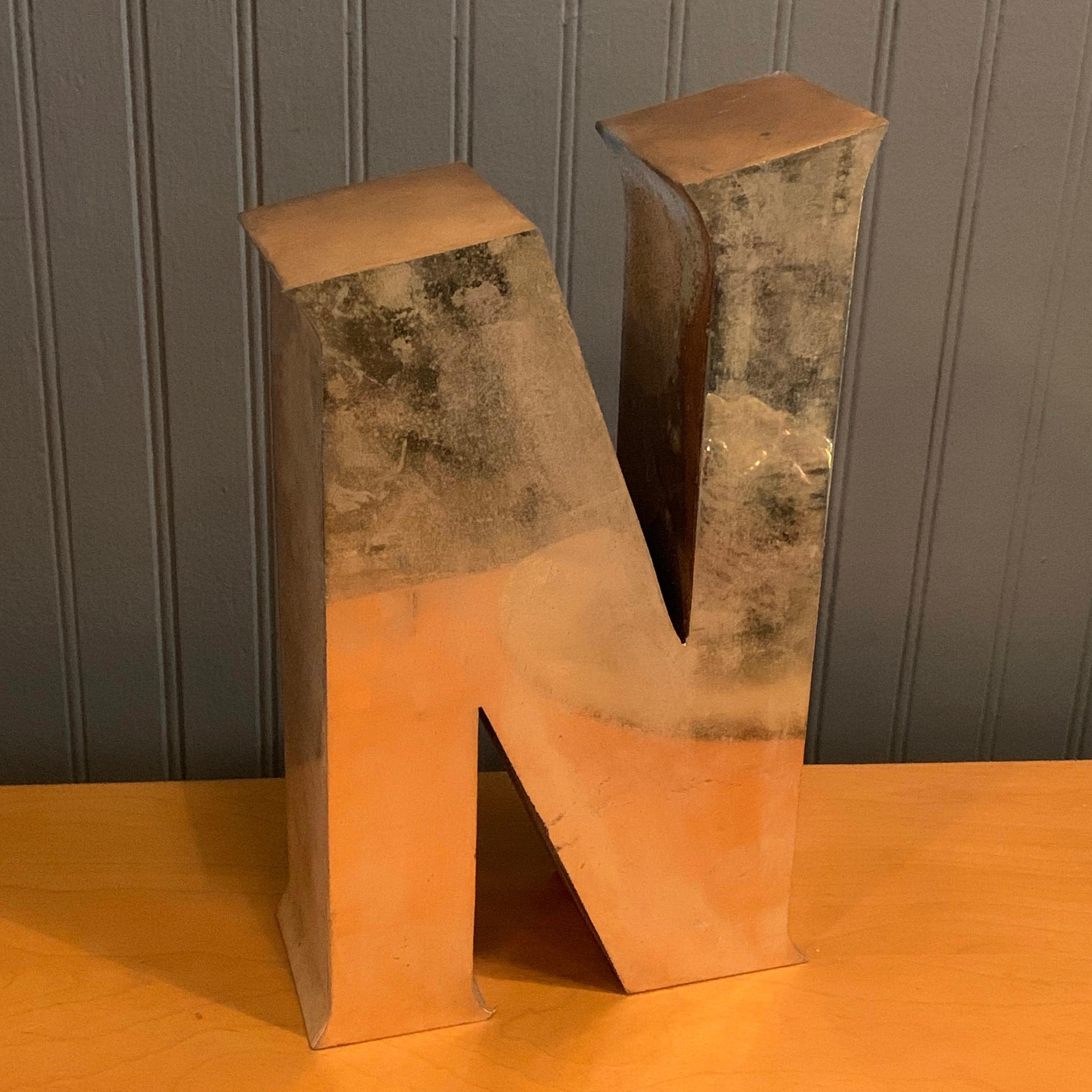 Brass Marquee Letter N In Good Condition For Sale In Brooklyn, NY